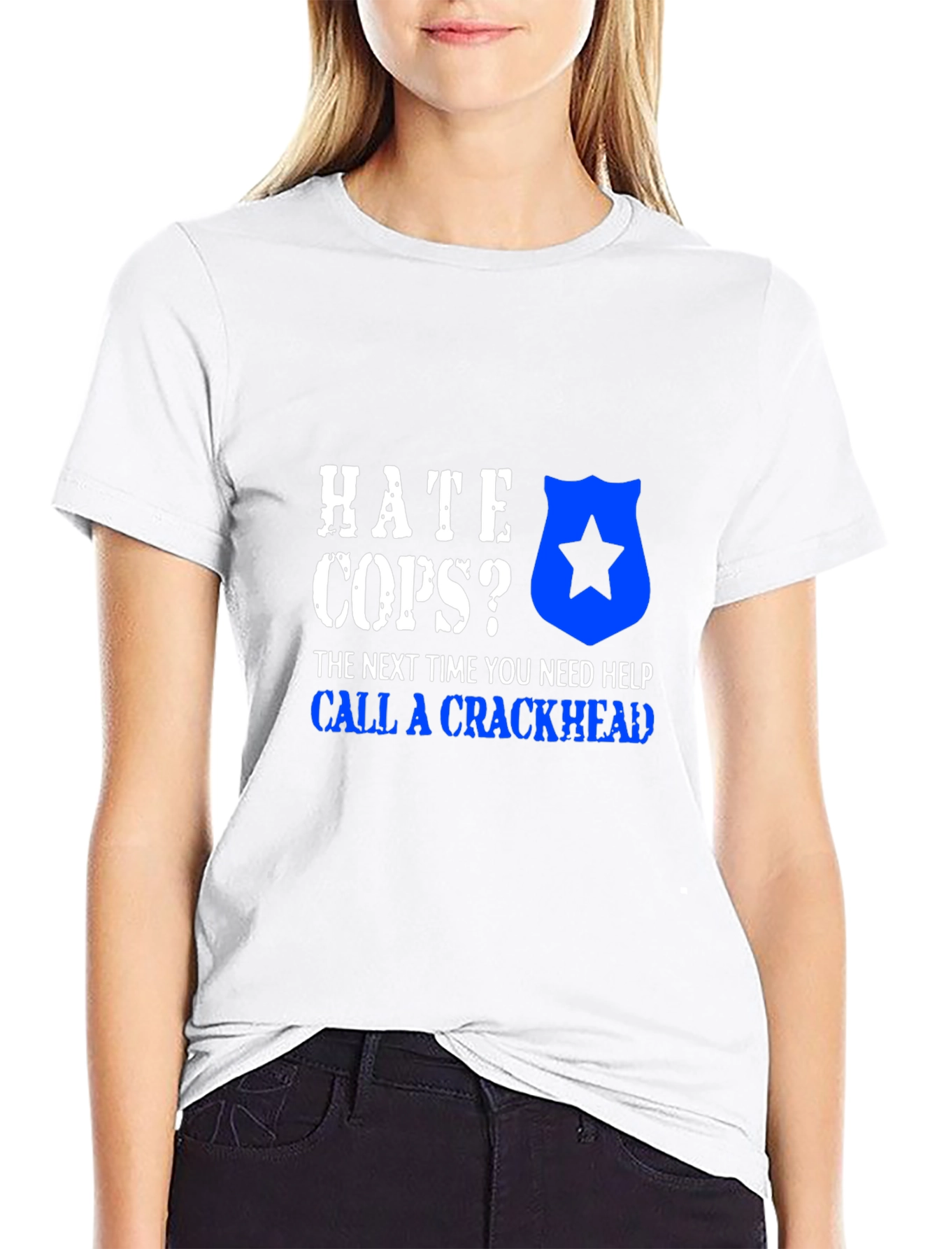 Hate Cops Funny Graphic Tee - Black Cotton T-Shirt