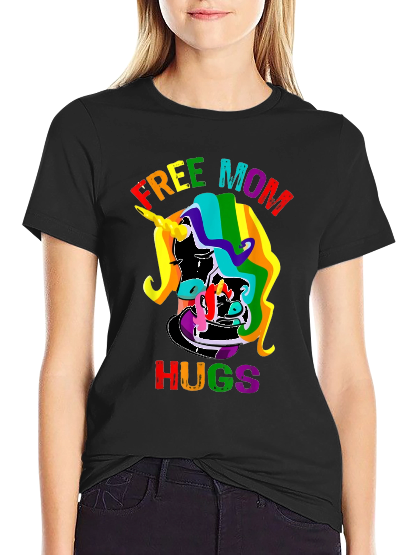 Free Mom Hugs Rainbow Unicorn T-Shirt