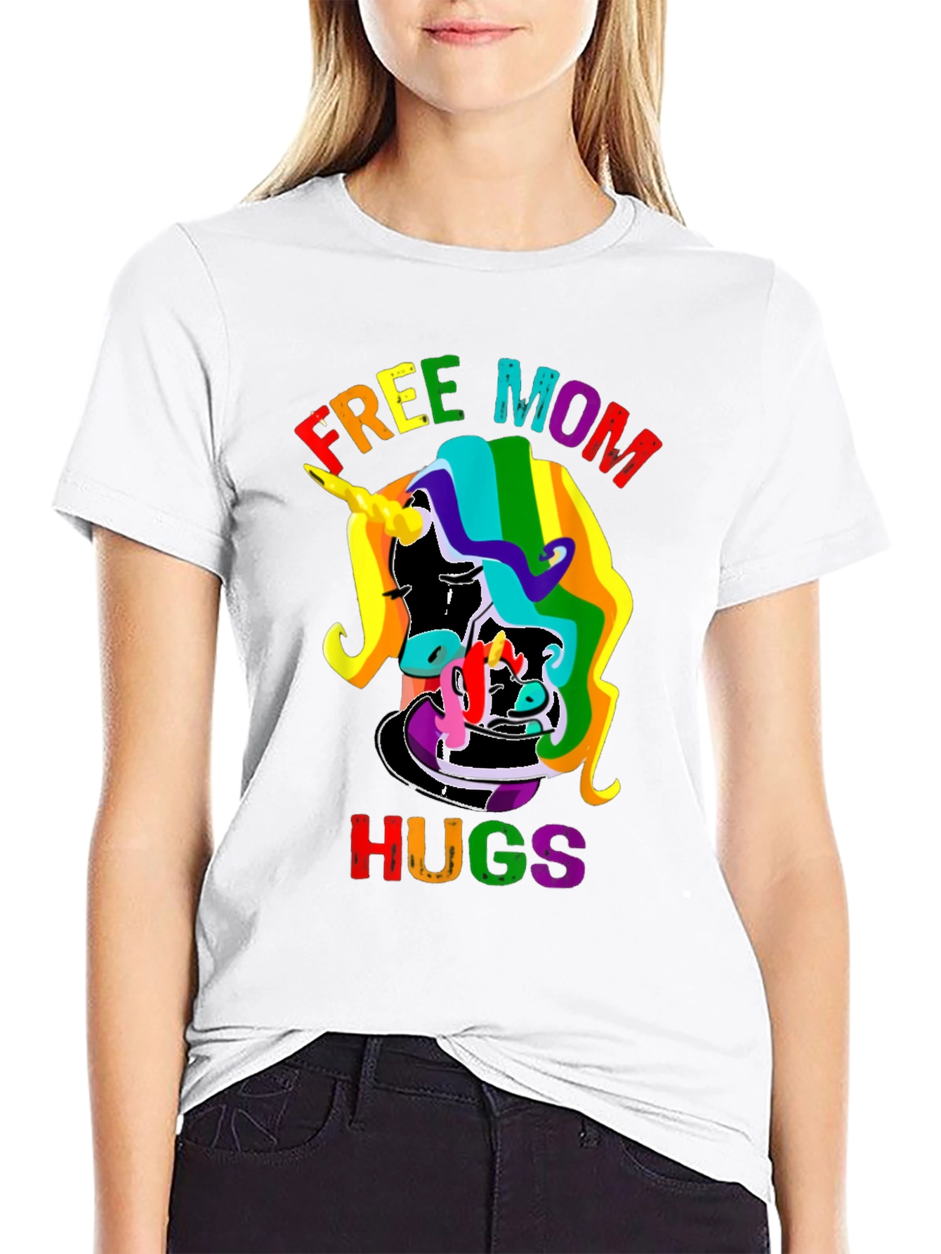 Free Mom Hugs Rainbow Unicorn T-Shirt