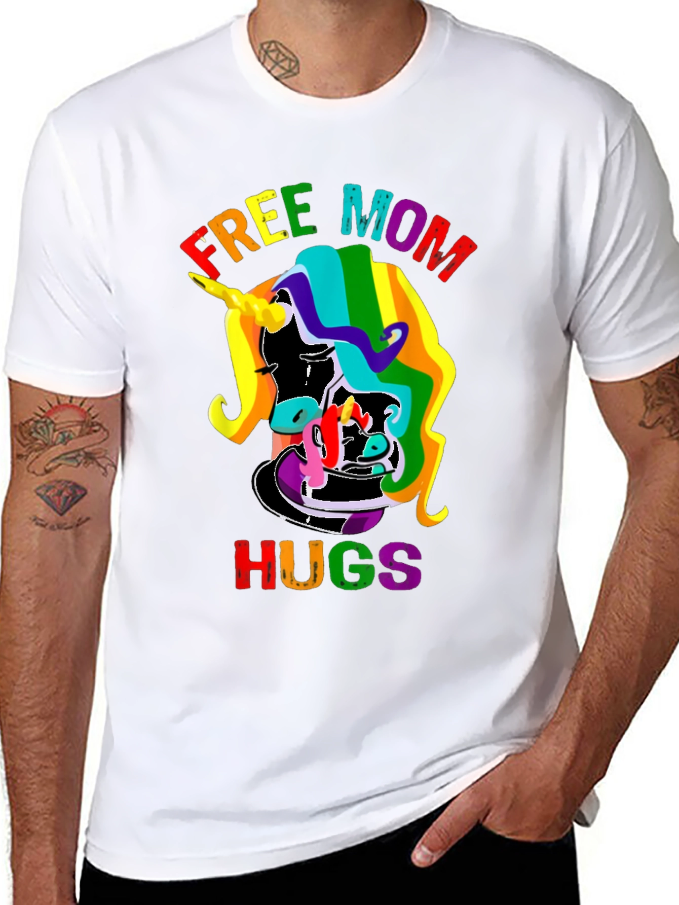 Free Mom Hugs Rainbow Unicorn T-Shirt