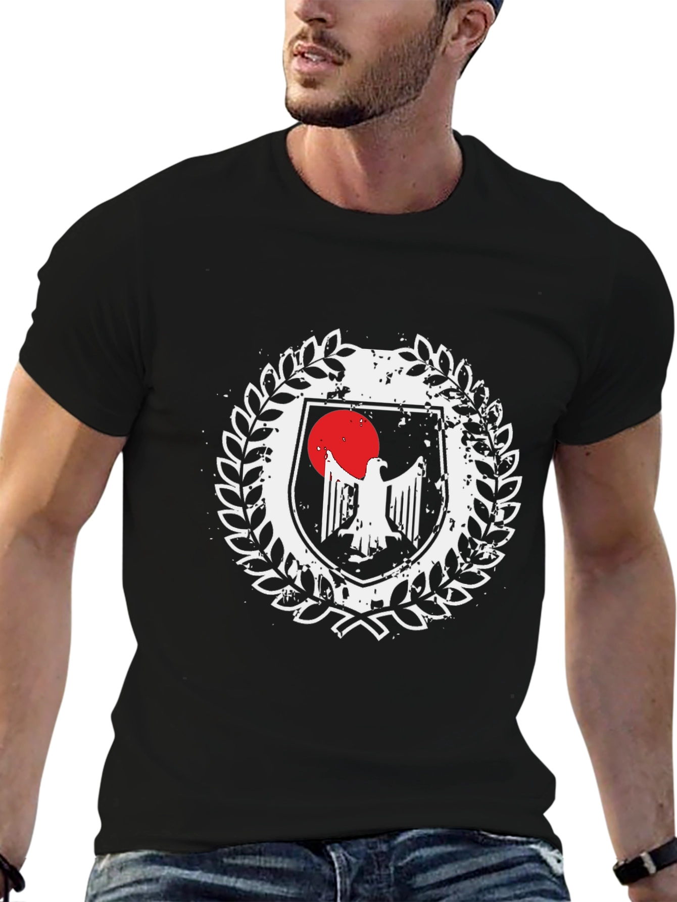 Emblem Eagle Graphic Tee - Distressed Design