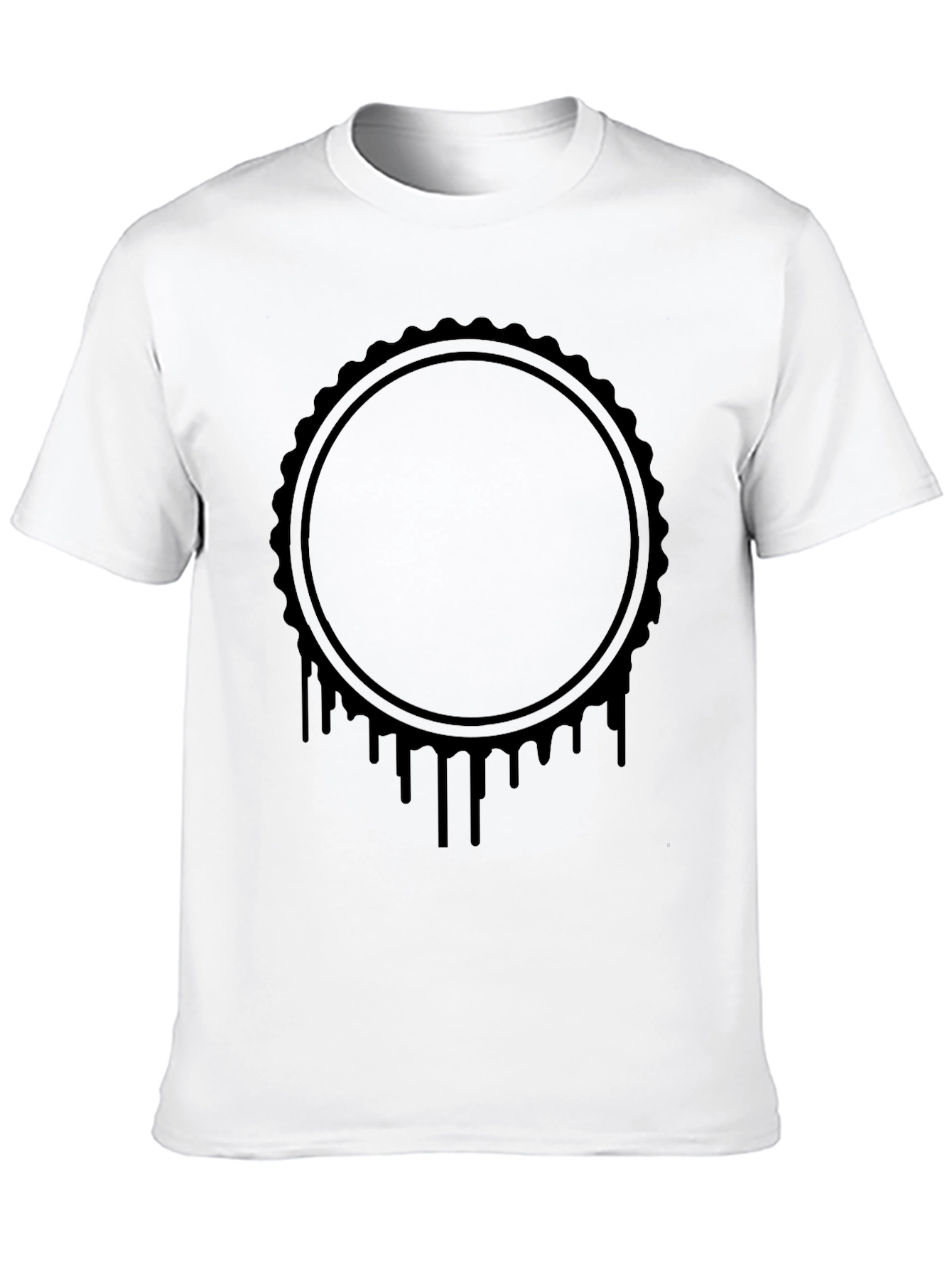 Mens Black Graphic Tee - Drip Circle Design