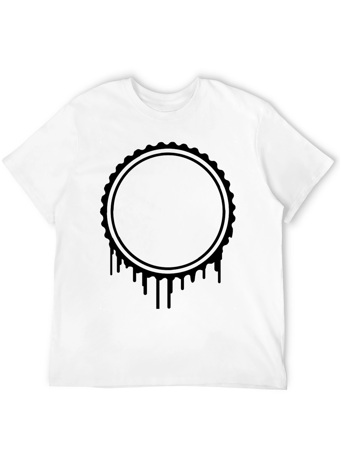 Mens Black Graphic Tee - Drip Circle Design