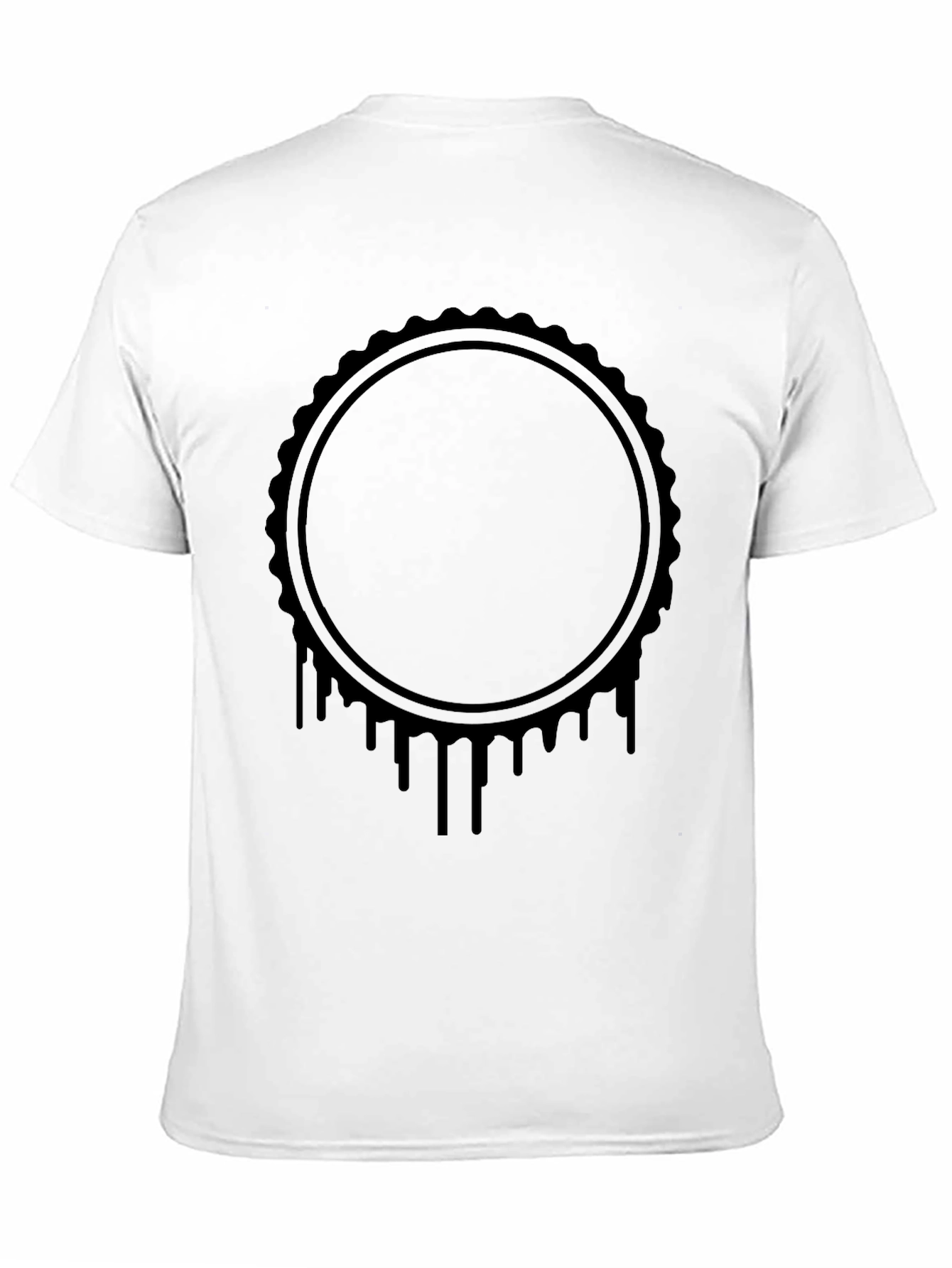 Mens Black Graphic Tee - Drip Circle Design