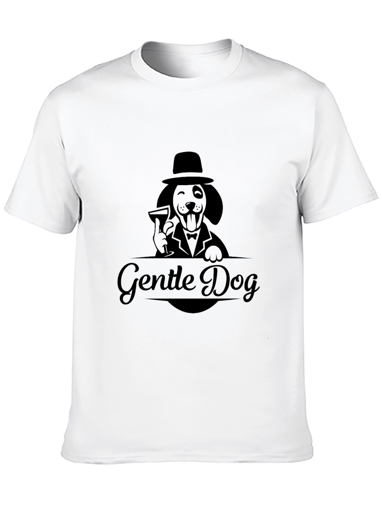 Gentle Dog Graphic T-Shirt - Black Crew Neck Tee