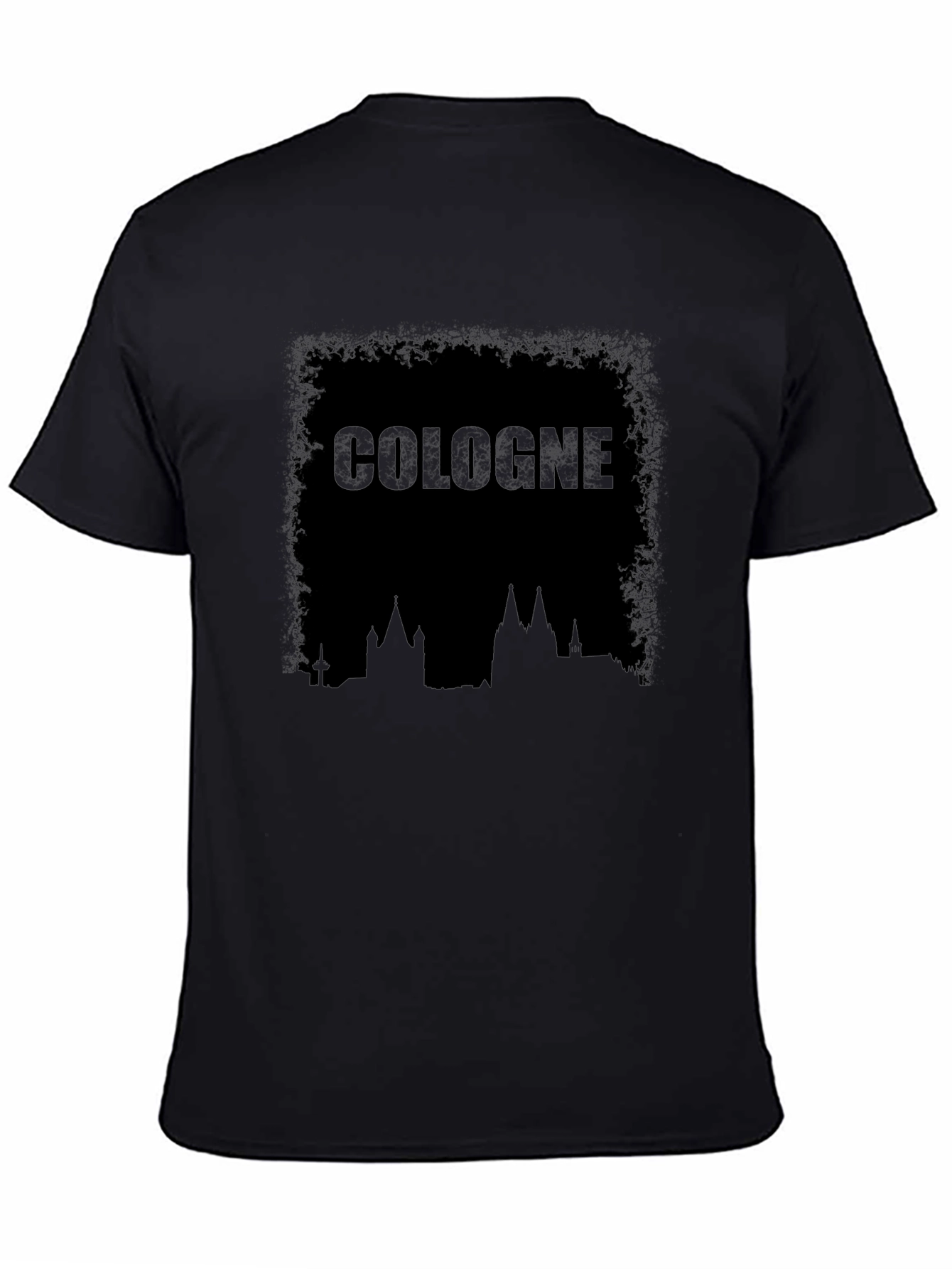 Cologne Skyline Graphic Print Black T-Shirt