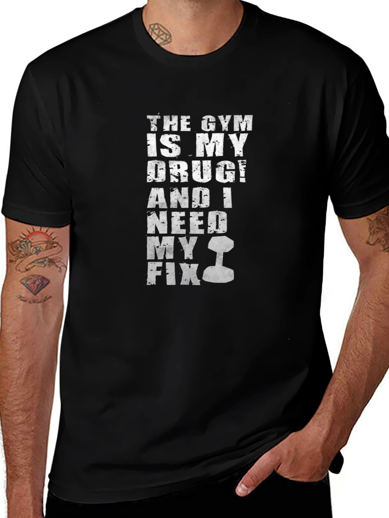 Gym is My Drug Mens Black Graphic T-Shirt