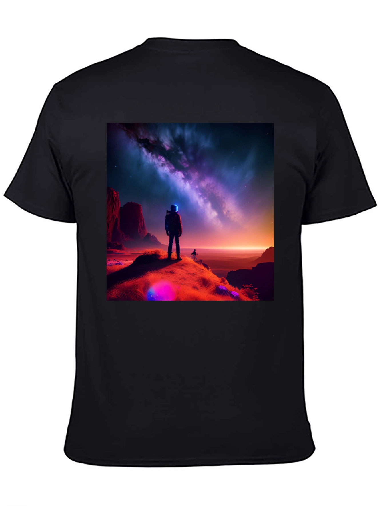 Cosmic Explorer Black T-Shirt - Galaxy Design