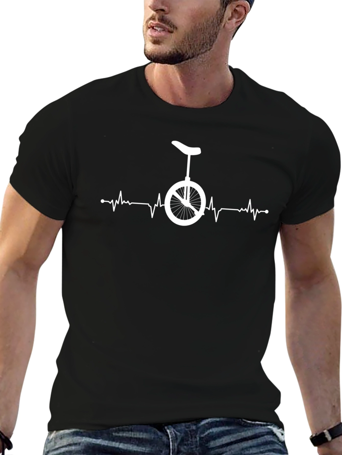 Unicycle Heartbeat Graphic Tee - Black