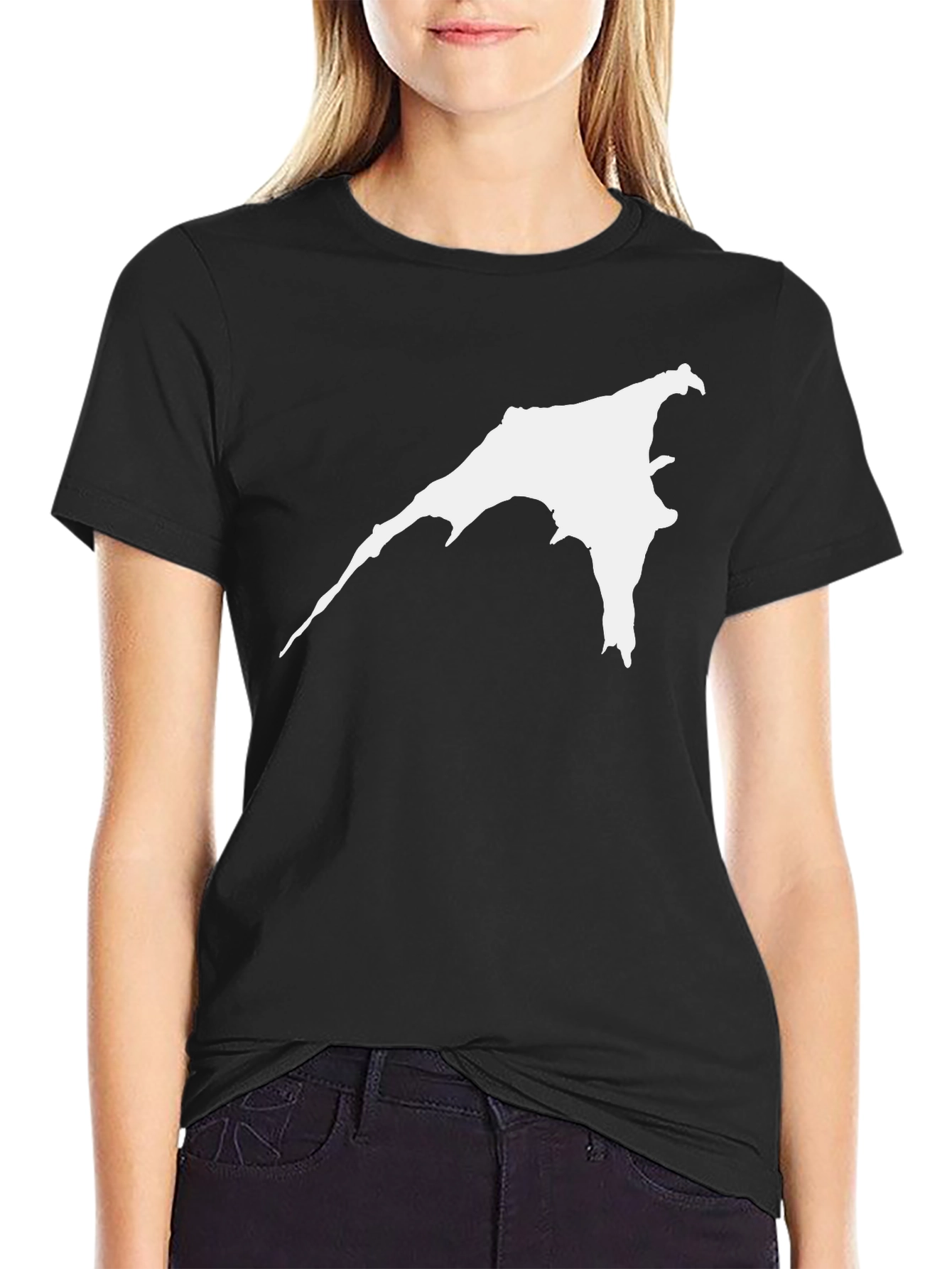 Mens Black T-Shirt with White Abstract Design