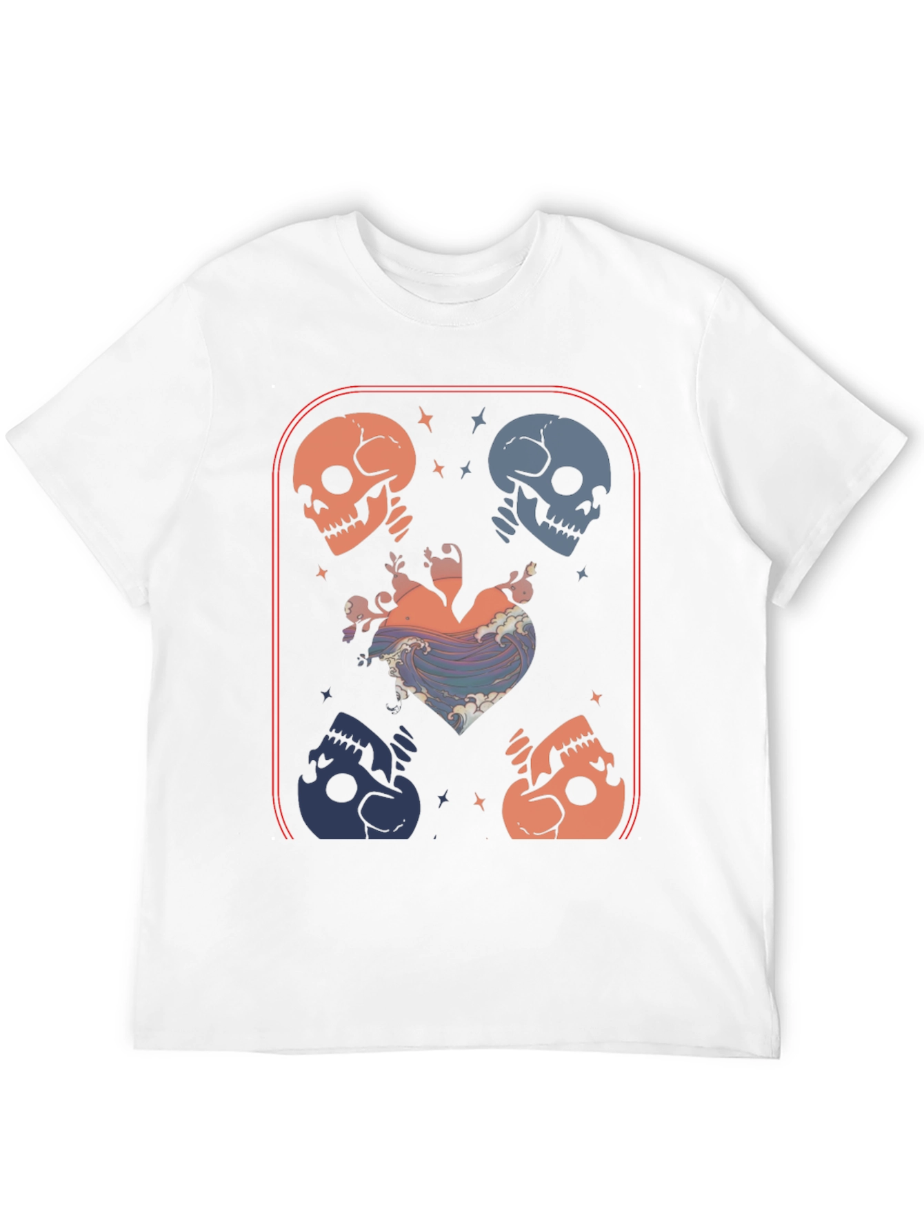 Skull Heart Wave Graphic Tee - Edgy Aesthetic