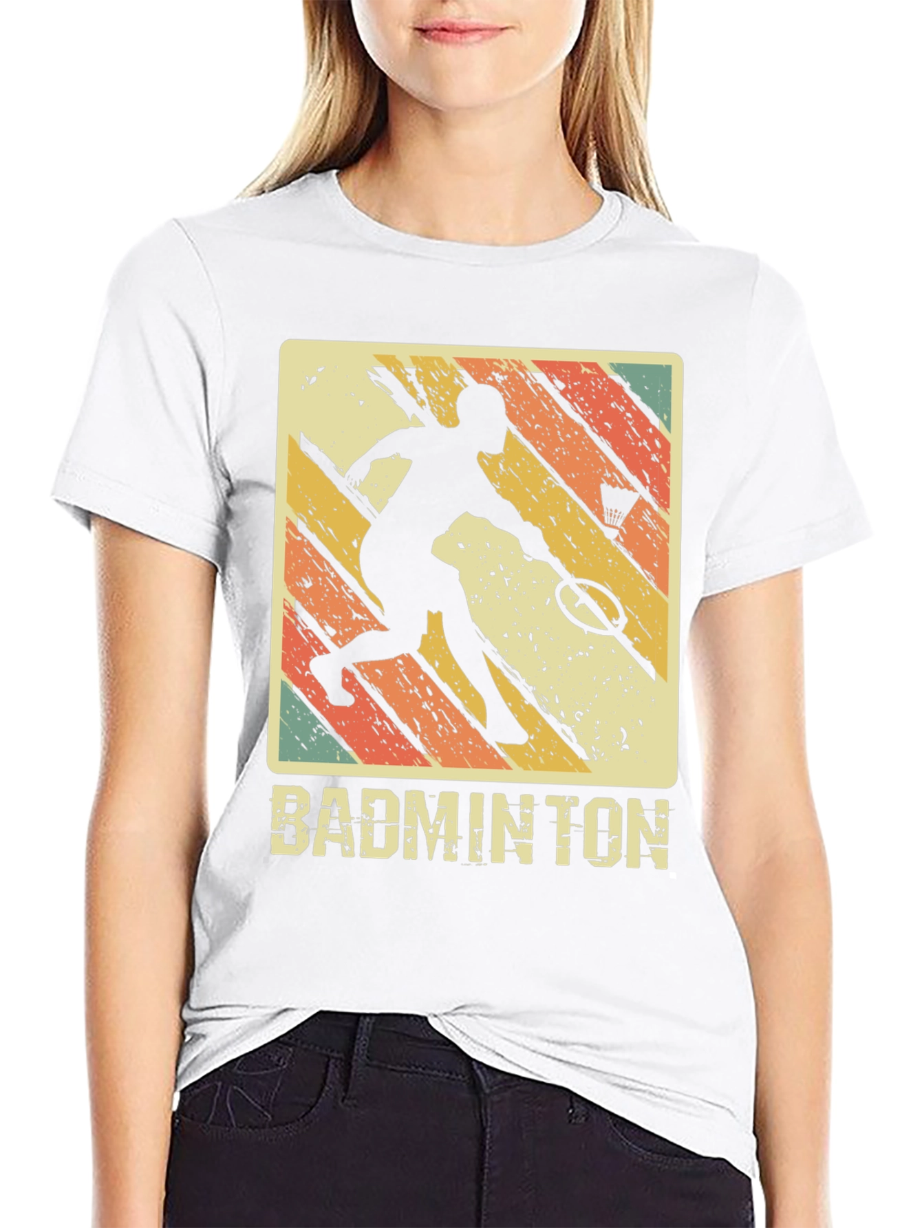 Retro Badminton Player Graphic T-Shirt