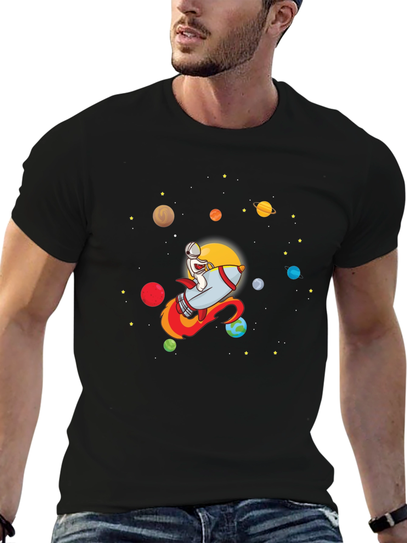 Astronaut Rocket T-Shirt - Galaxy Graphic Tee