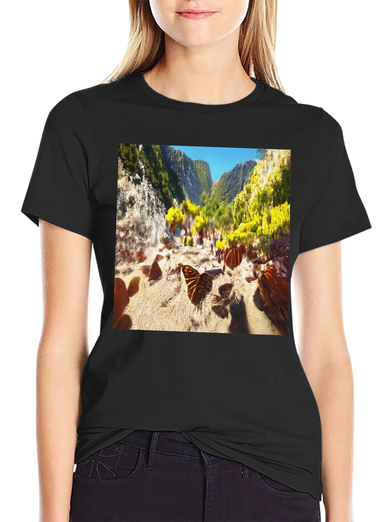 Nature Scene Graphic Tee - Black