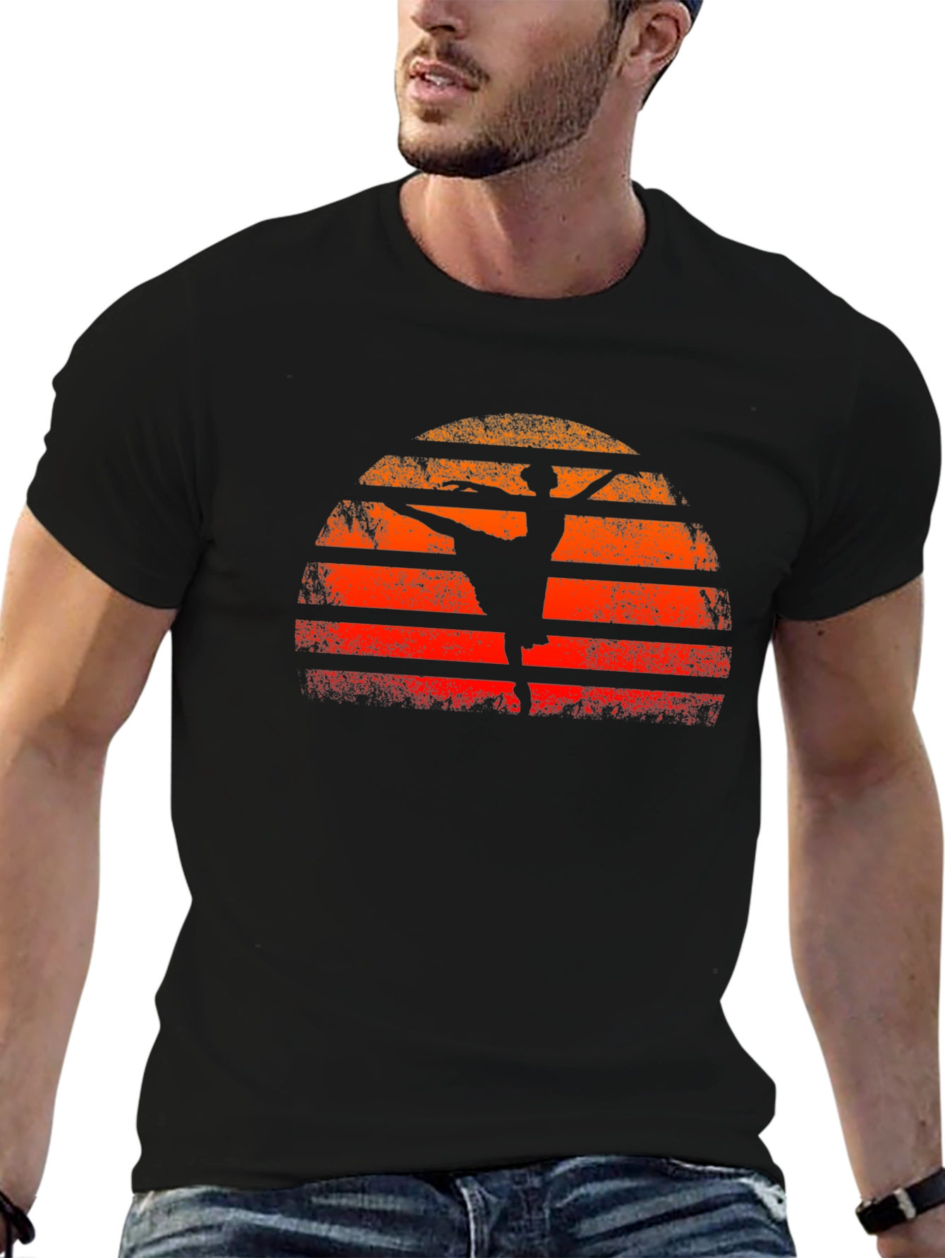 Sunset Ballerina Graphic Tee - Retro Style