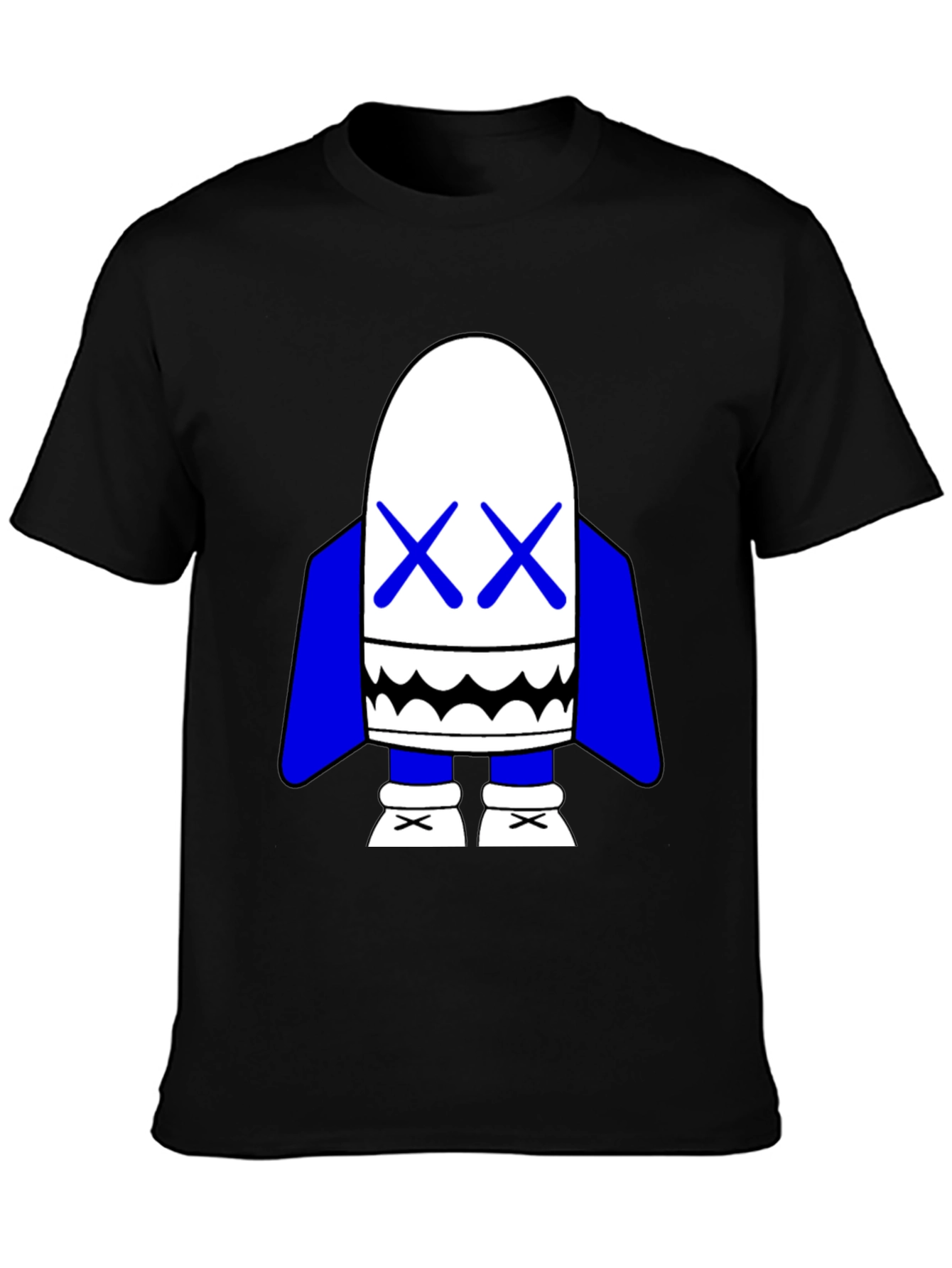 Black T-Shirt with Cartoon Character Graphic
