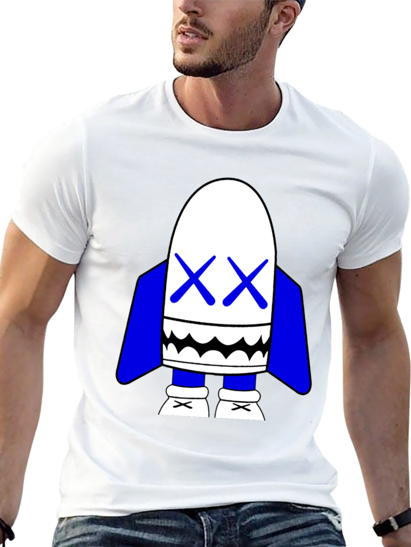 Black T-Shirt with Cartoon Character Graphic
