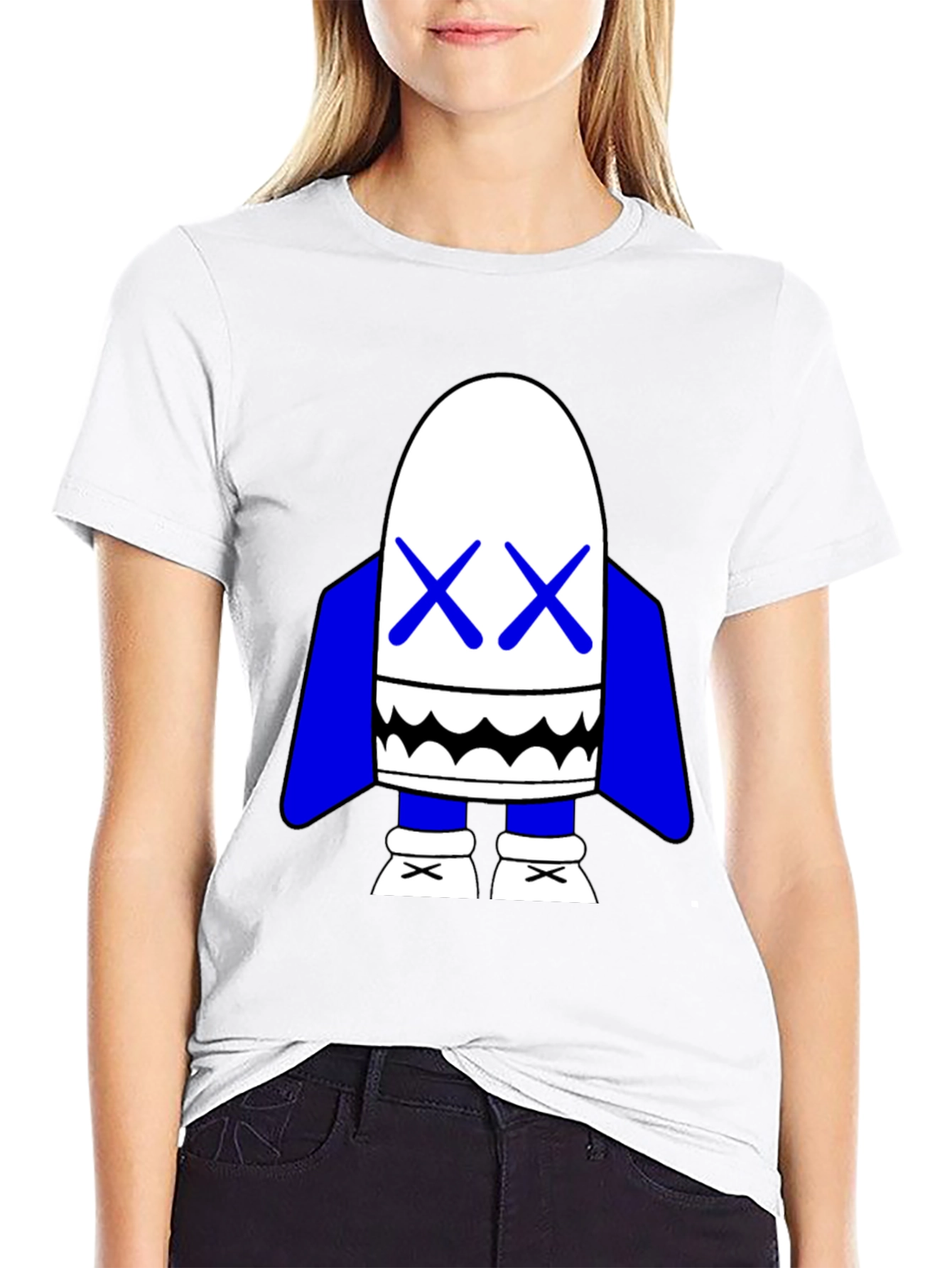 Black T-Shirt with Cartoon Character Graphic