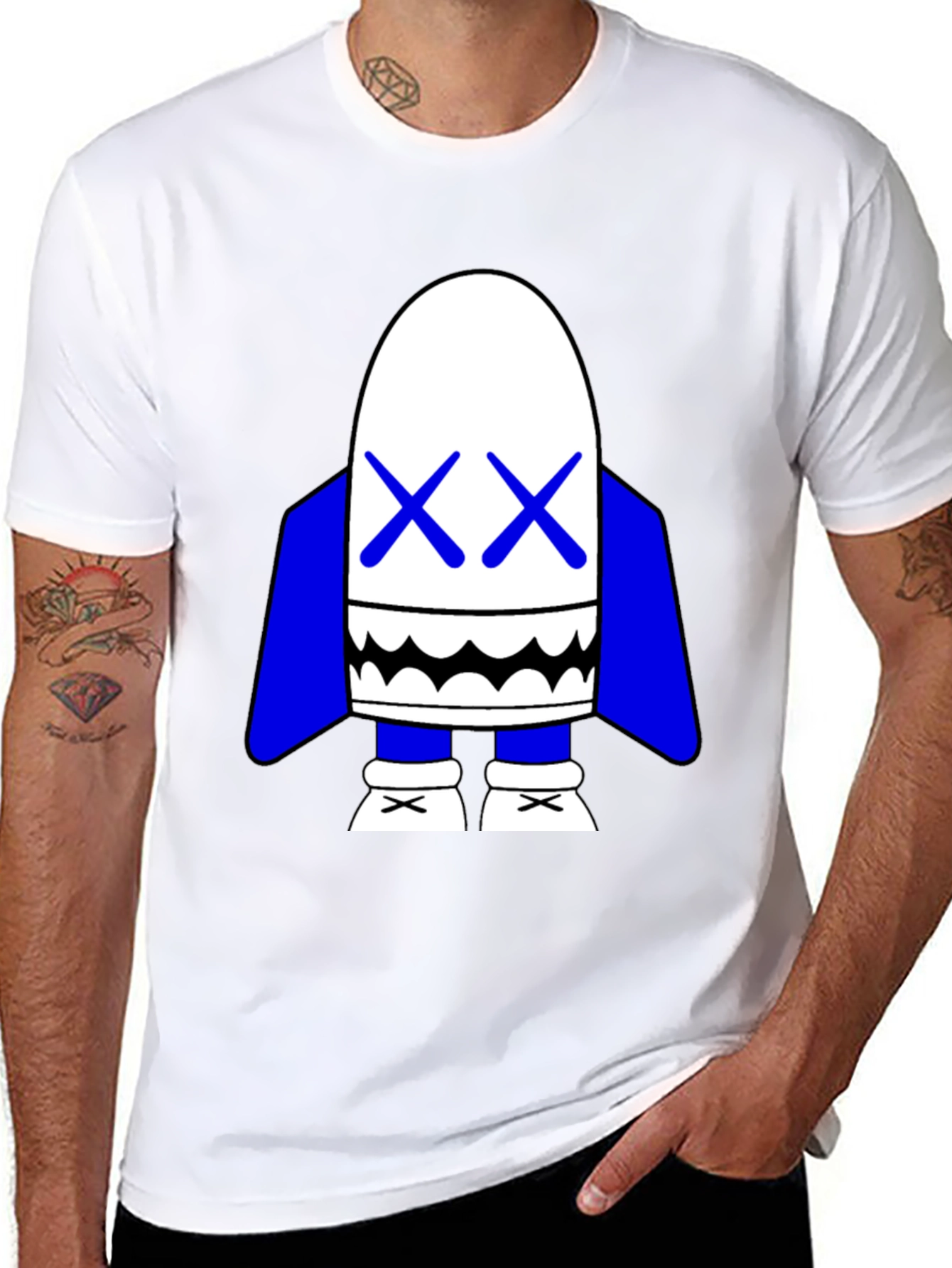 Black T-Shirt with Cartoon Character Graphic