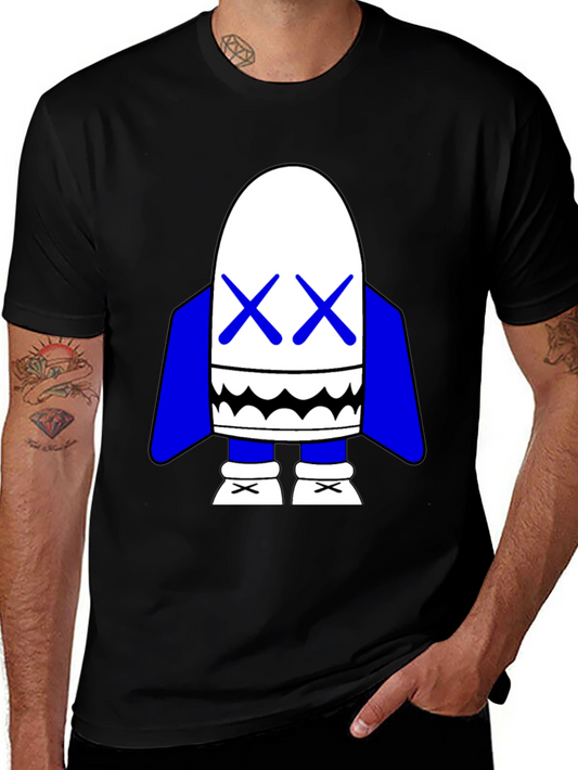 Black T-Shirt with Cartoon Character Graphic