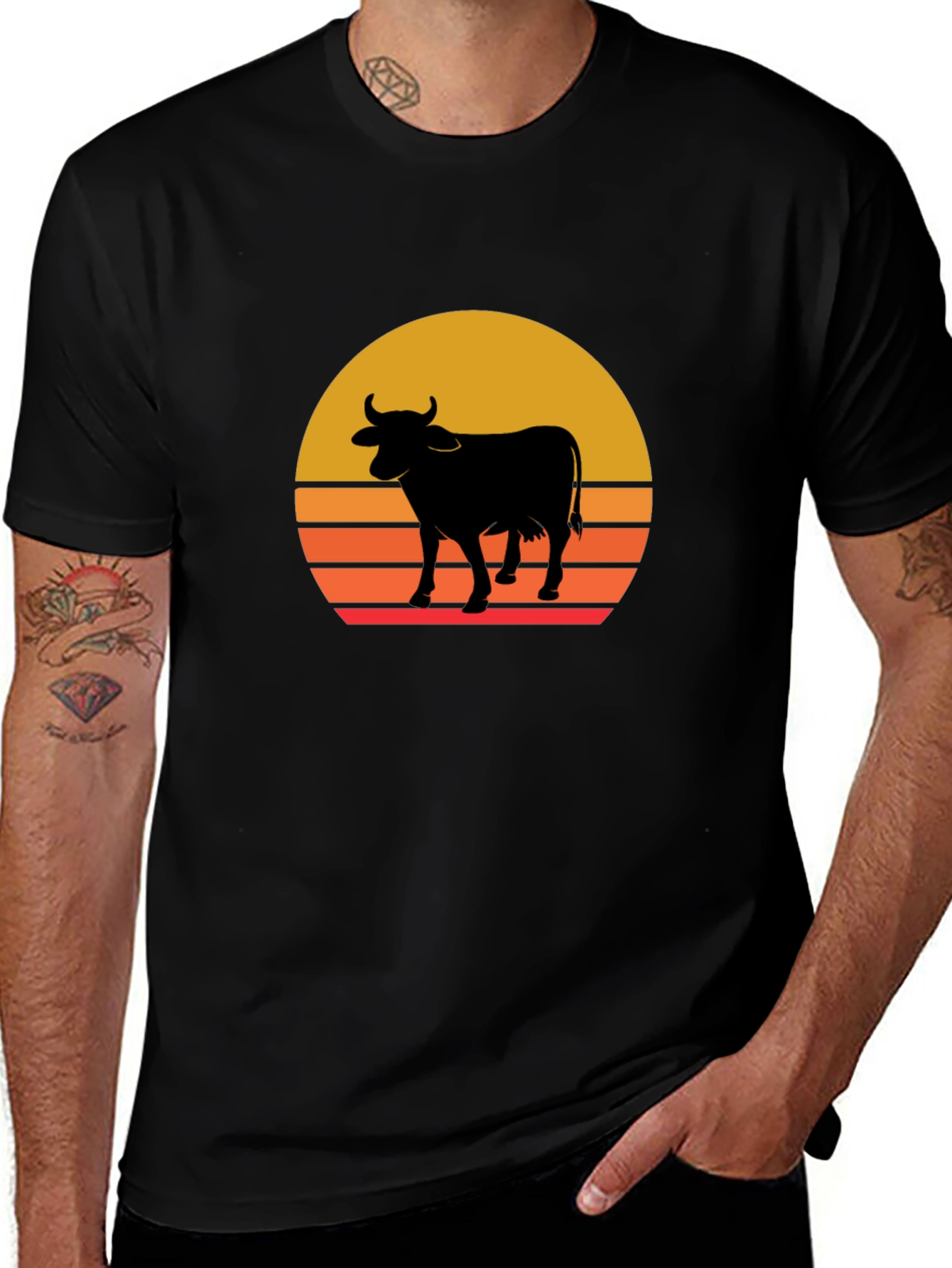 Retro Cow Sunset T-Shirt
