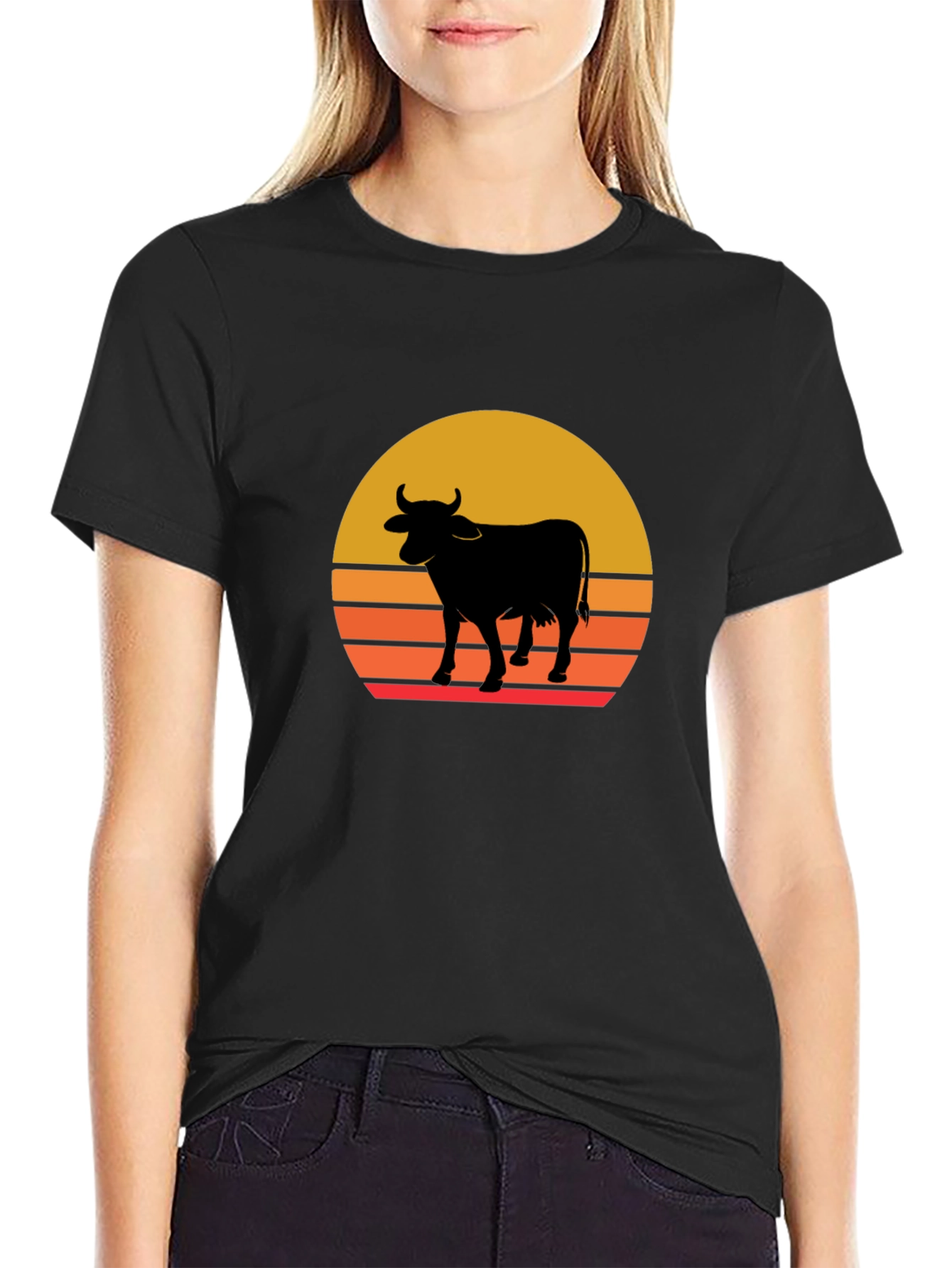 Retro Cow Sunset T-Shirt