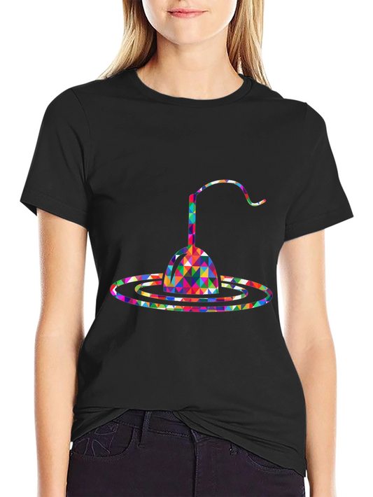 Abstract Geometric Colorful Graphic Print Black T-Shirt