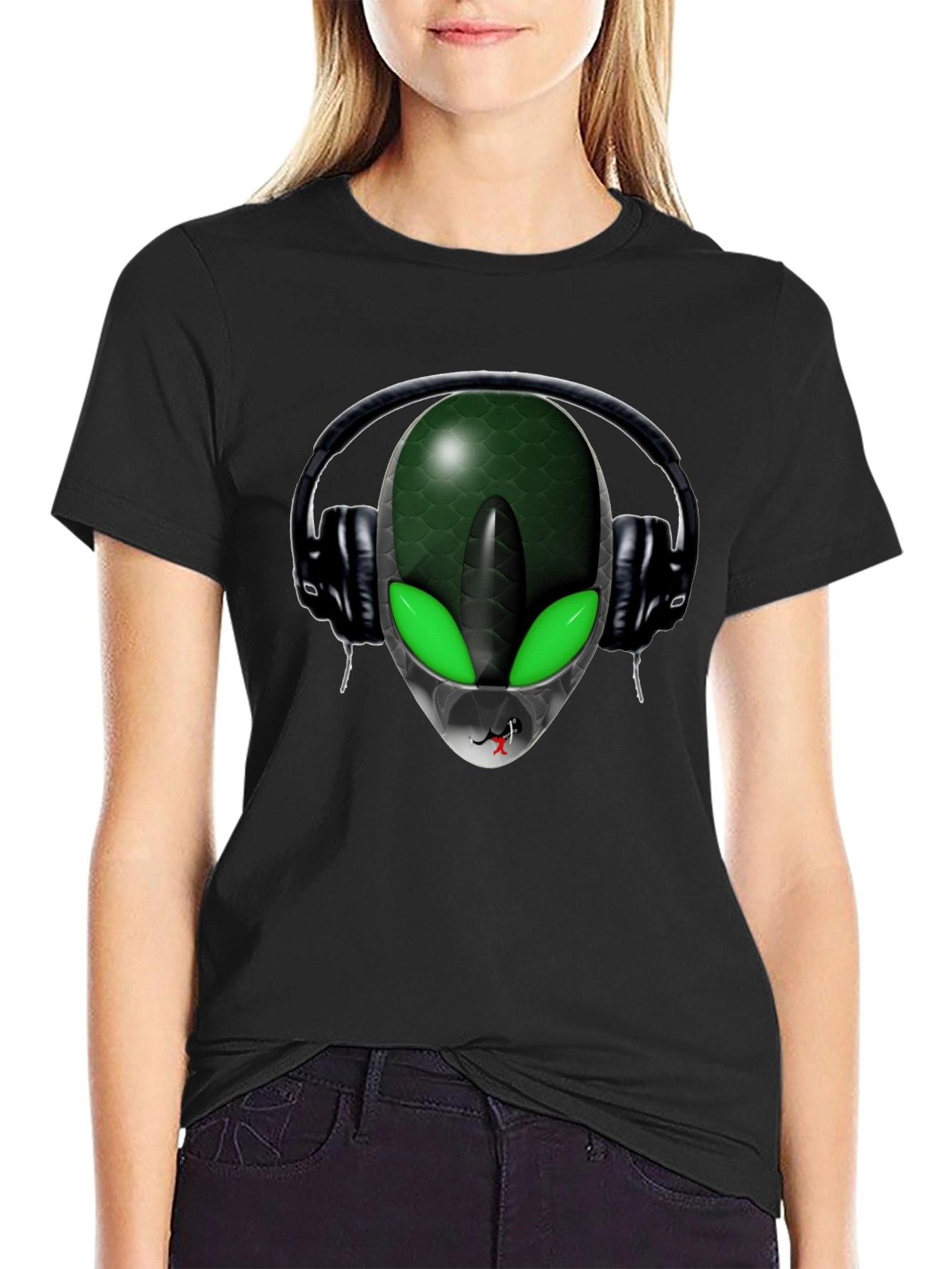 Alien DJ Black T-Shirt - Extraterrestrial Style