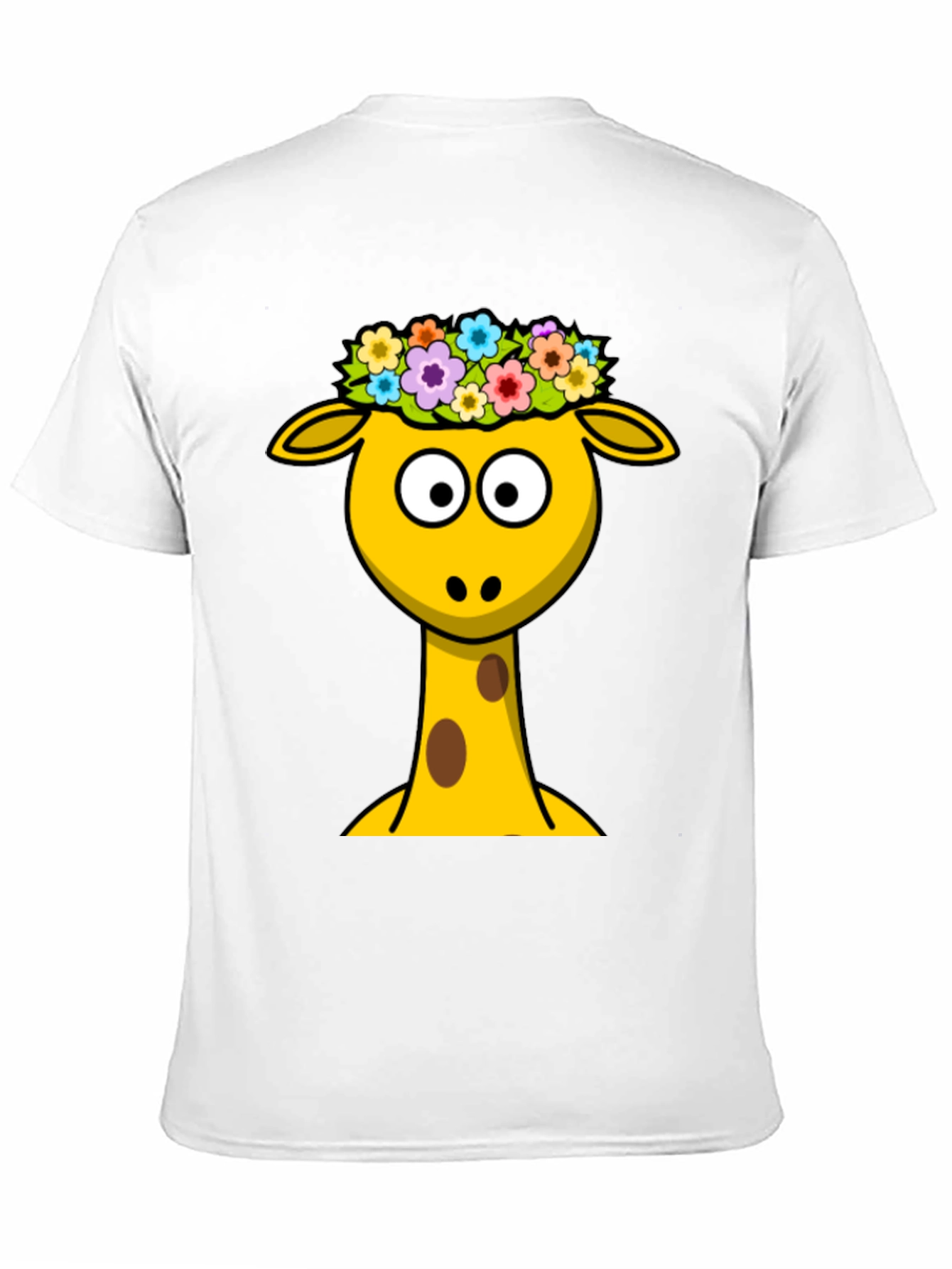 Giraffe with Flower Crown Black T-Shirt