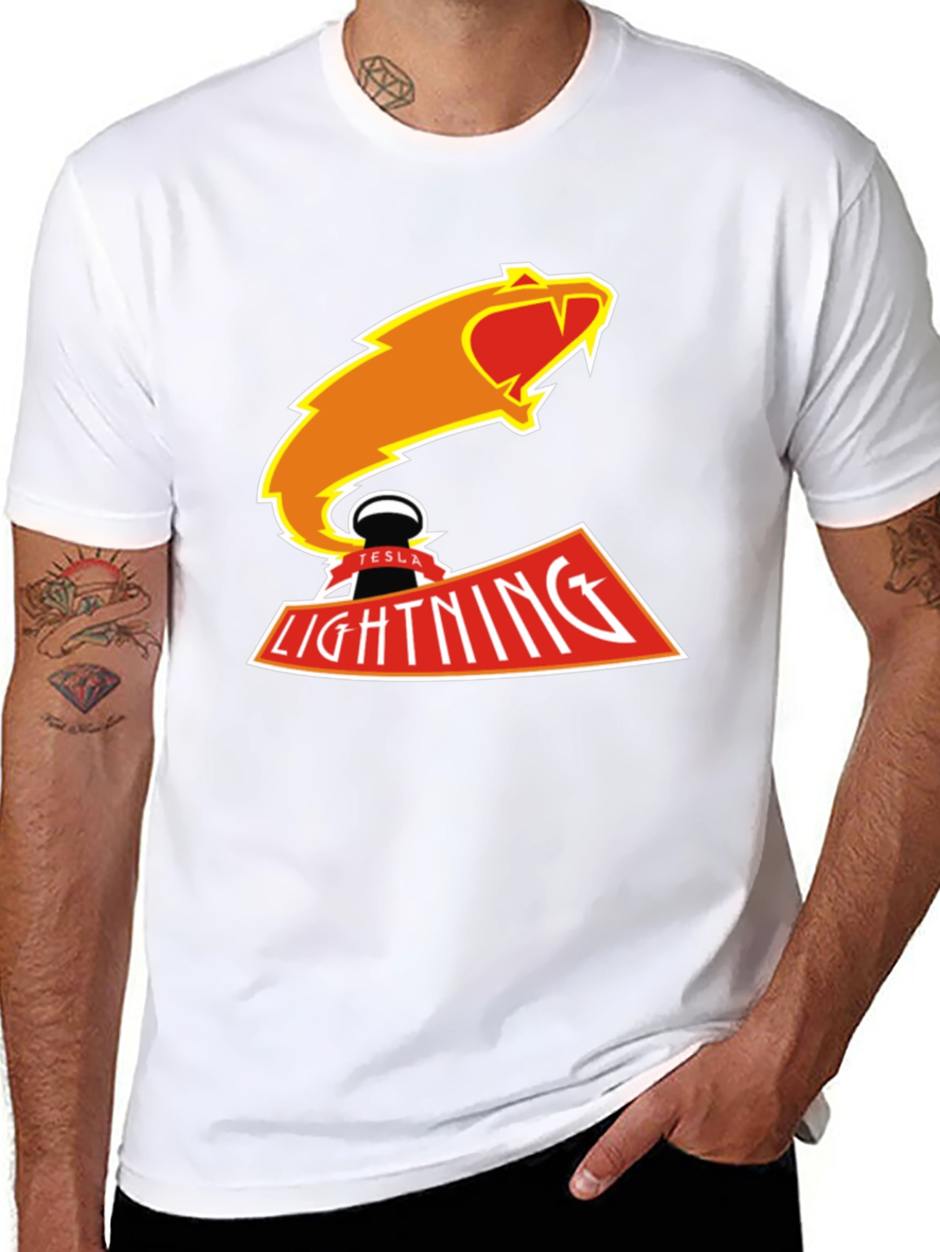 Tesla Lightning T-Shirt - Black Graphic Tee