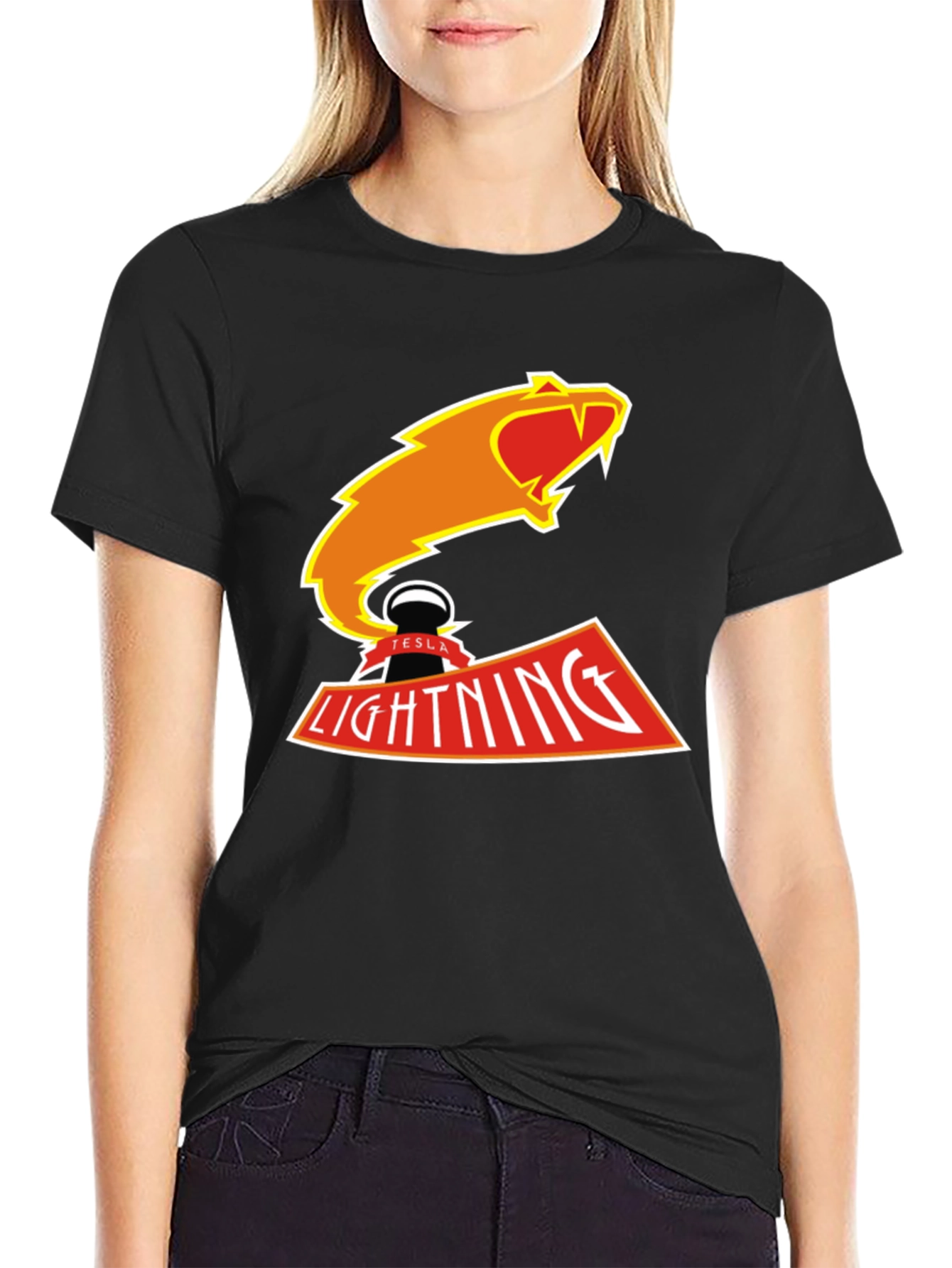 Tesla Lightning T-Shirt - Black Graphic Tee