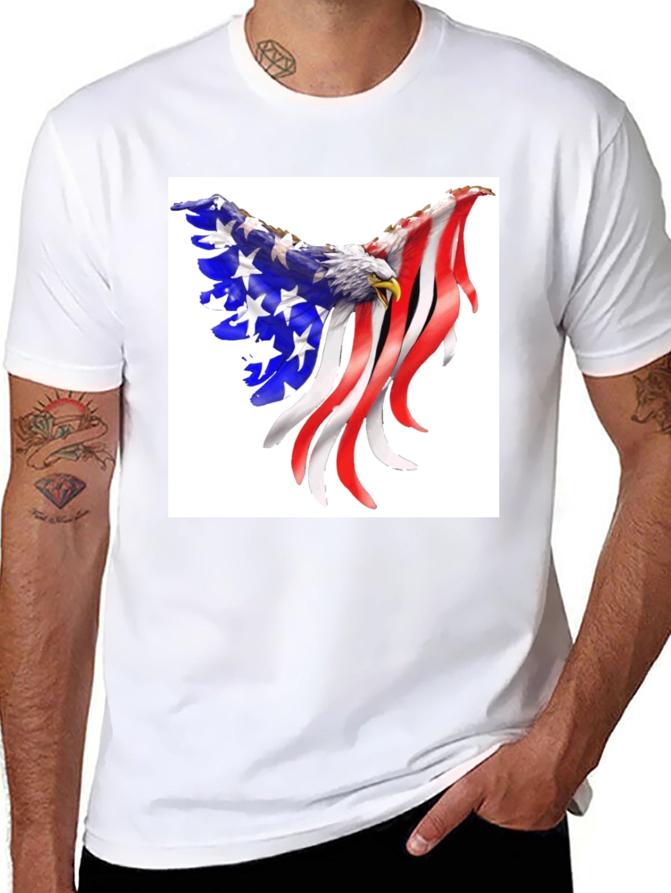 American Eagle Flag Graphic Print Black T-Shirt