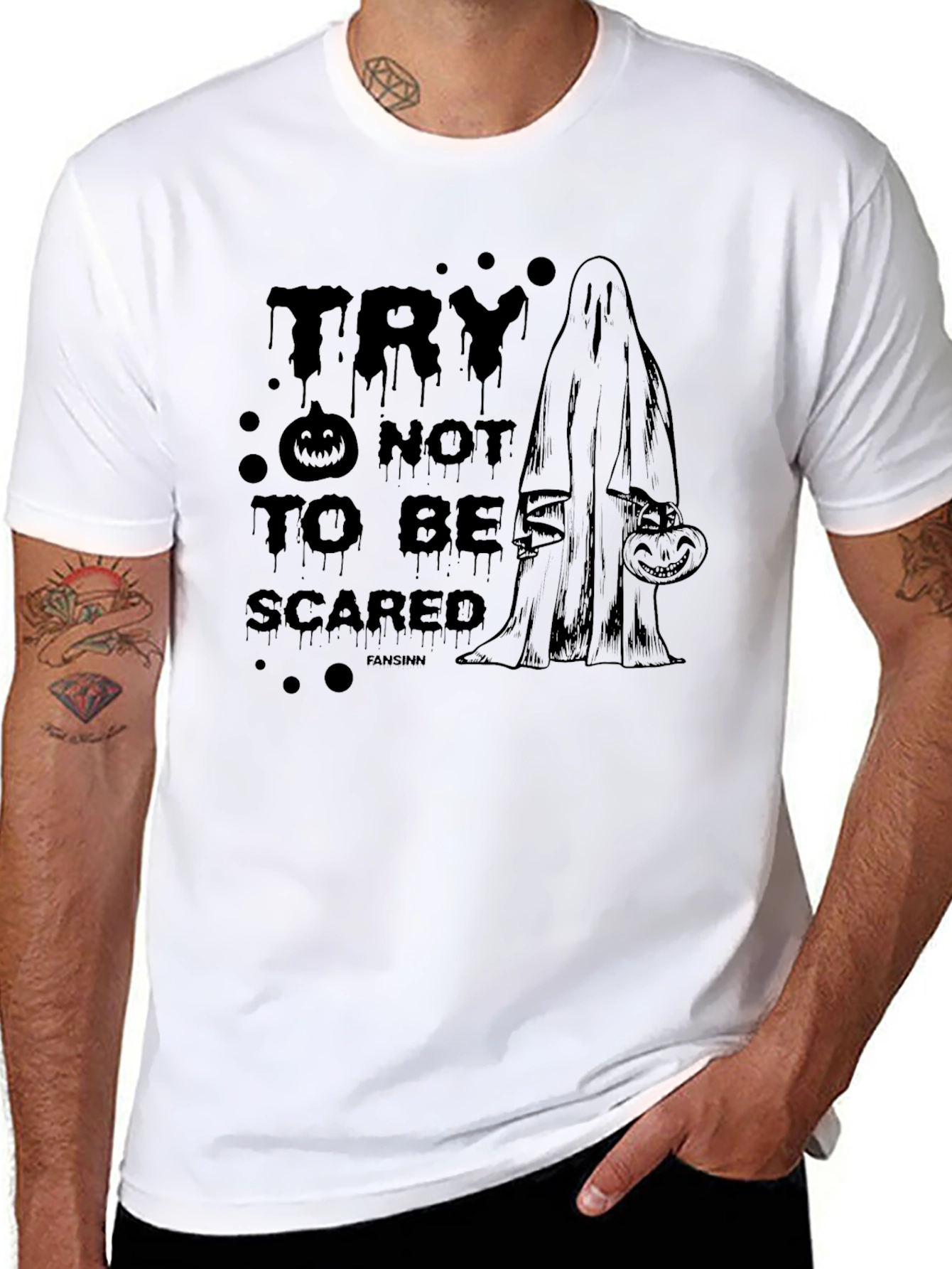 Halloween Ghost T-Shirt - Try Not to Be Scared