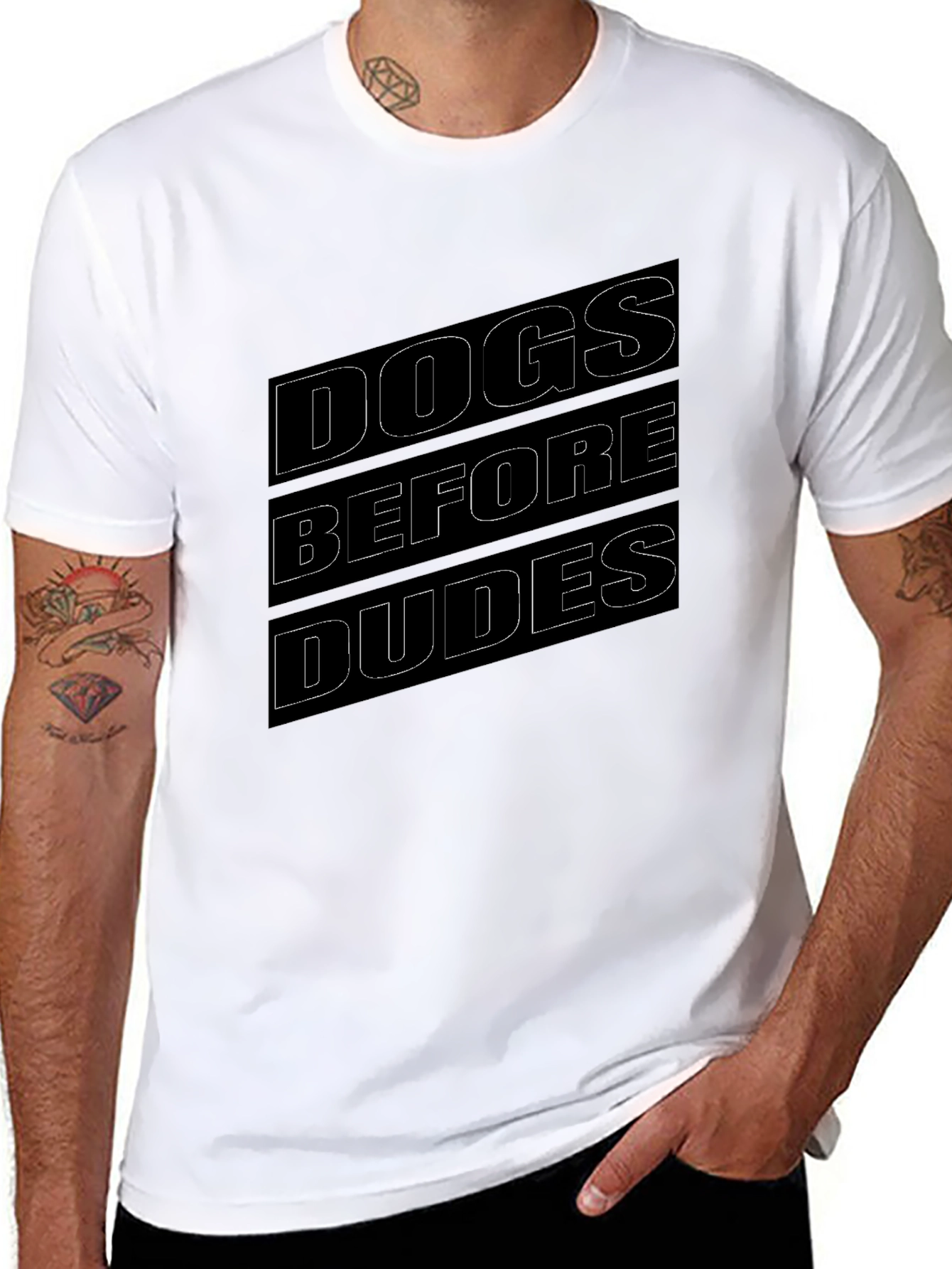 Dogs Before Dudes Black Graphic T-Shirt