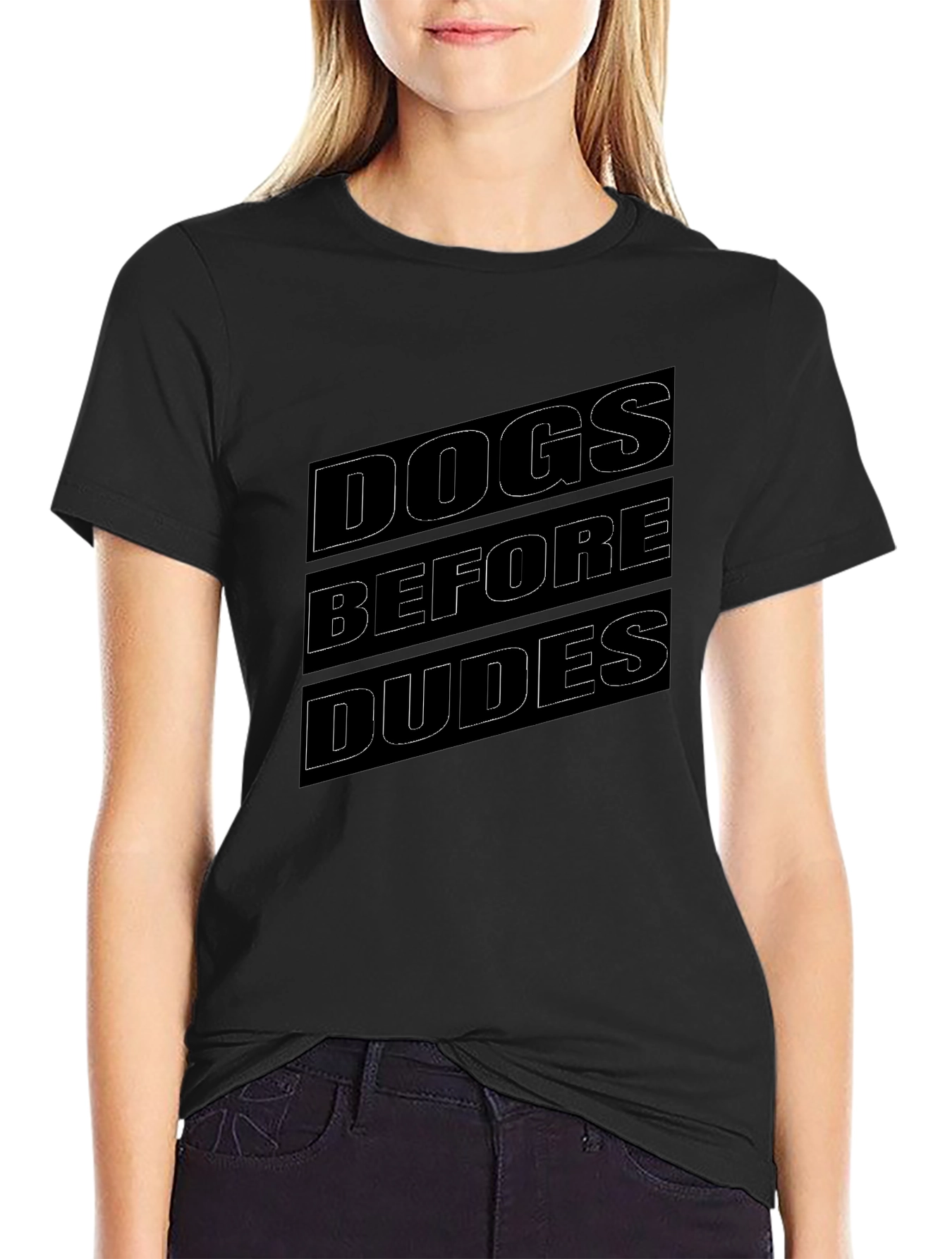 Dogs Before Dudes Black Graphic T-Shirt