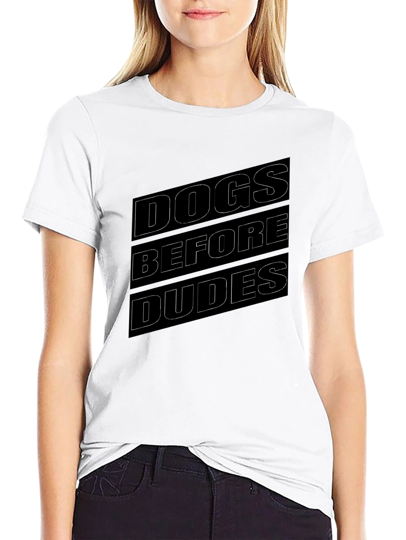 Dogs Before Dudes Black Graphic T-Shirt