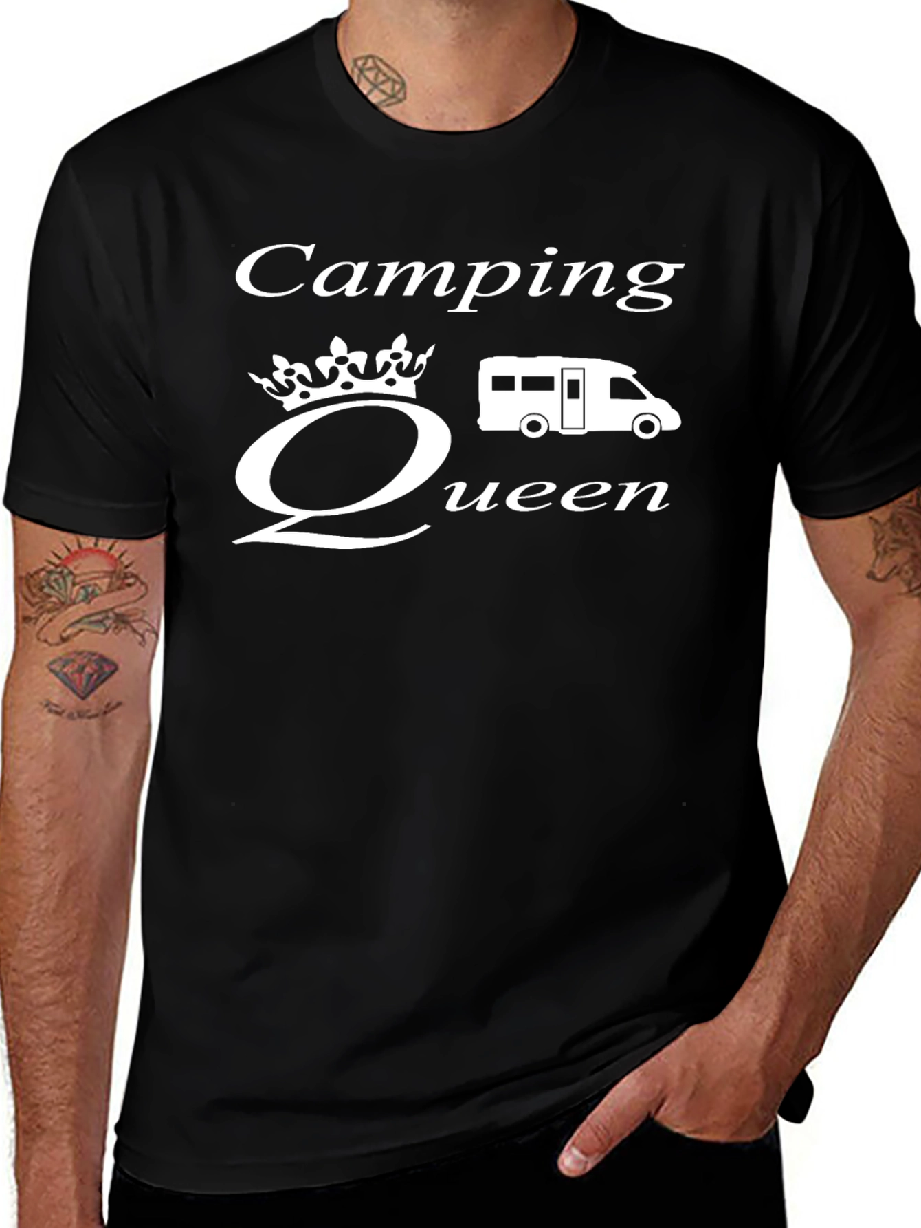 Camping Queen Graphic T-Shirt - Black