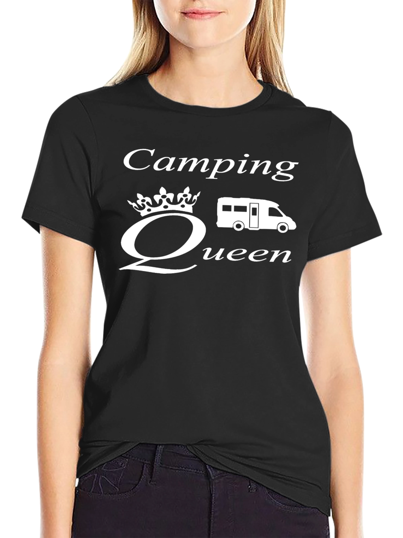 Camping Queen Graphic T-Shirt - Black