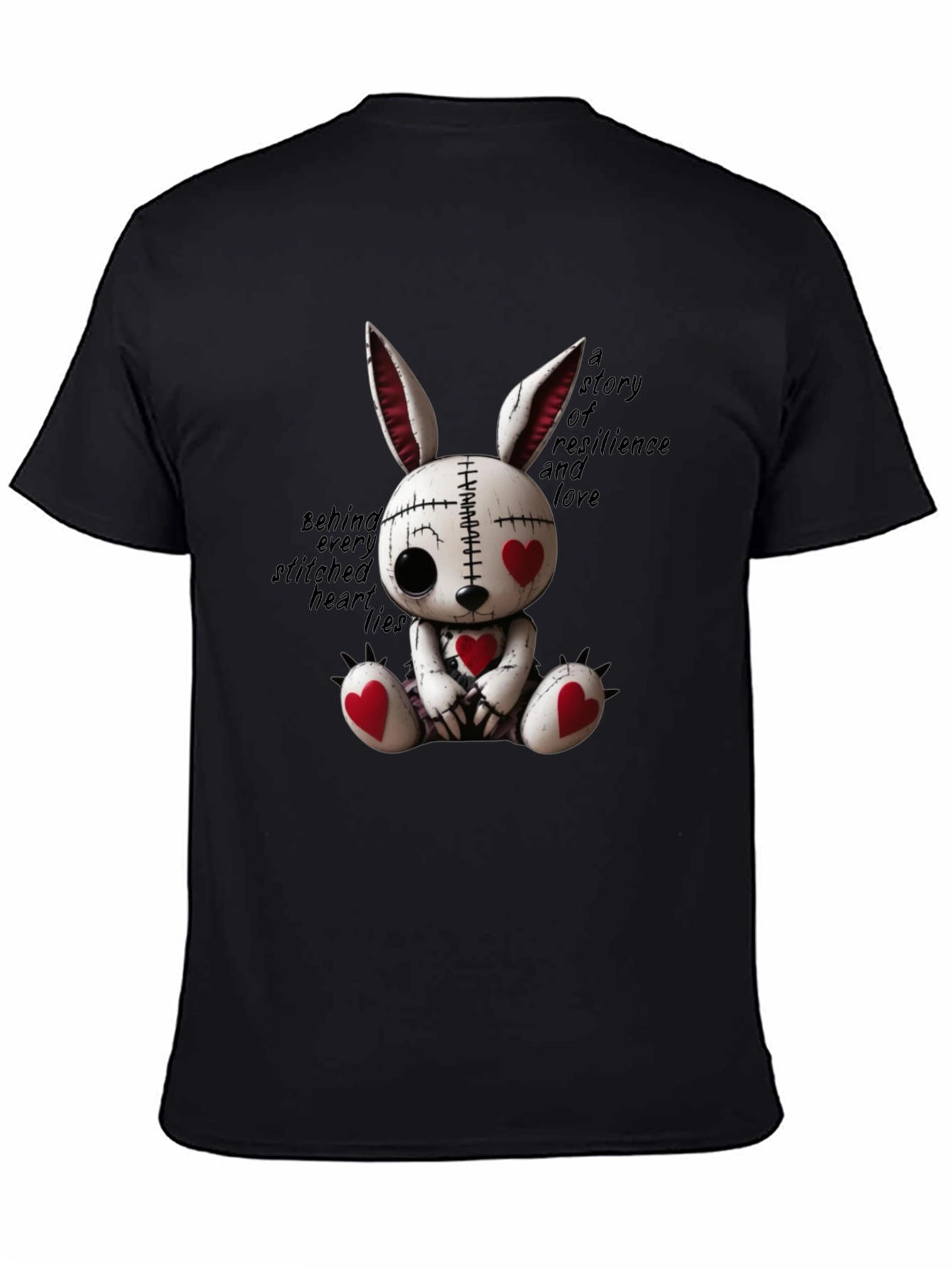 Creepy Cute Heart Stitched Bunny T-Shirt