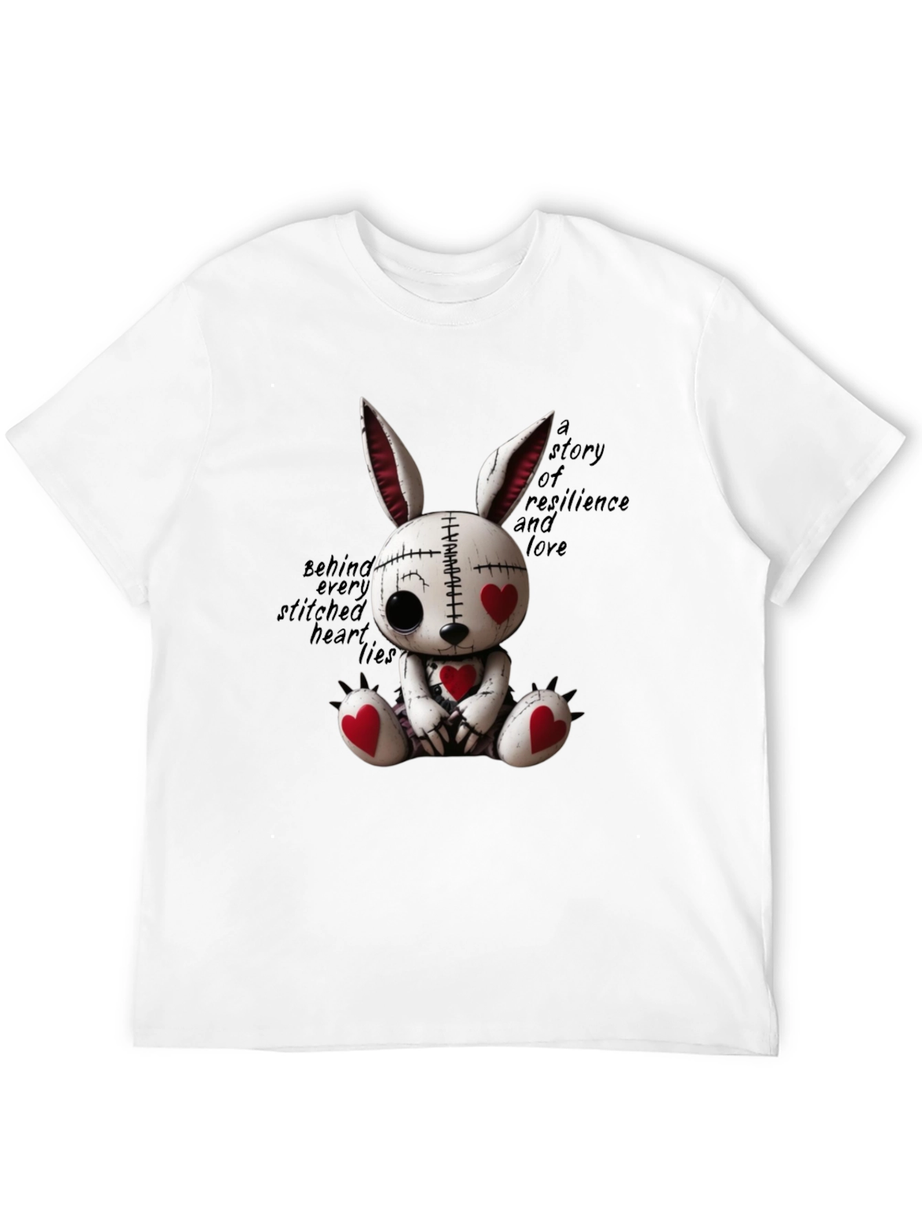 Creepy Cute Heart Stitched Bunny T-Shirt