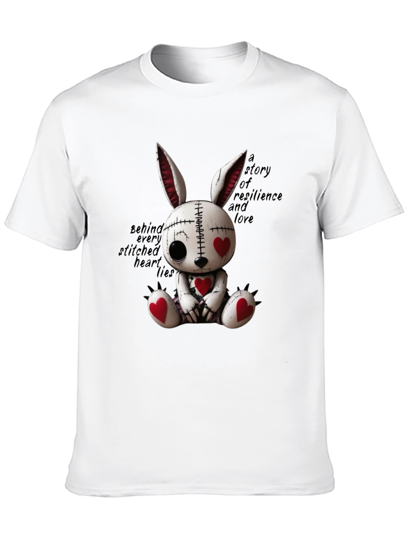 Creepy Cute Heart Stitched Bunny T-Shirt