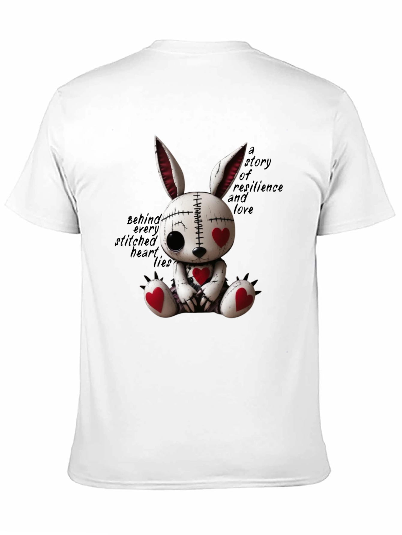 Creepy Cute Heart Stitched Bunny T-Shirt