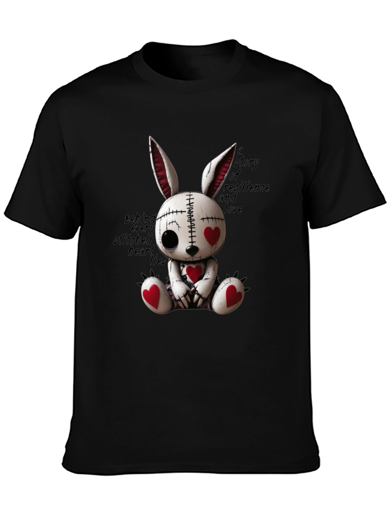 Creepy Cute Heart Stitched Bunny T-Shirt