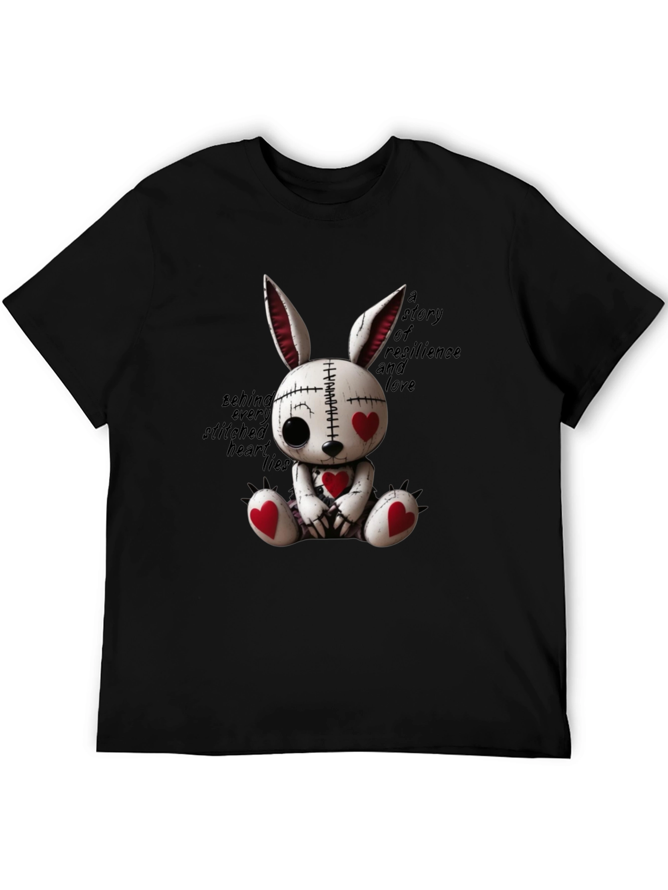 Creepy Cute Heart Stitched Bunny T-Shirt