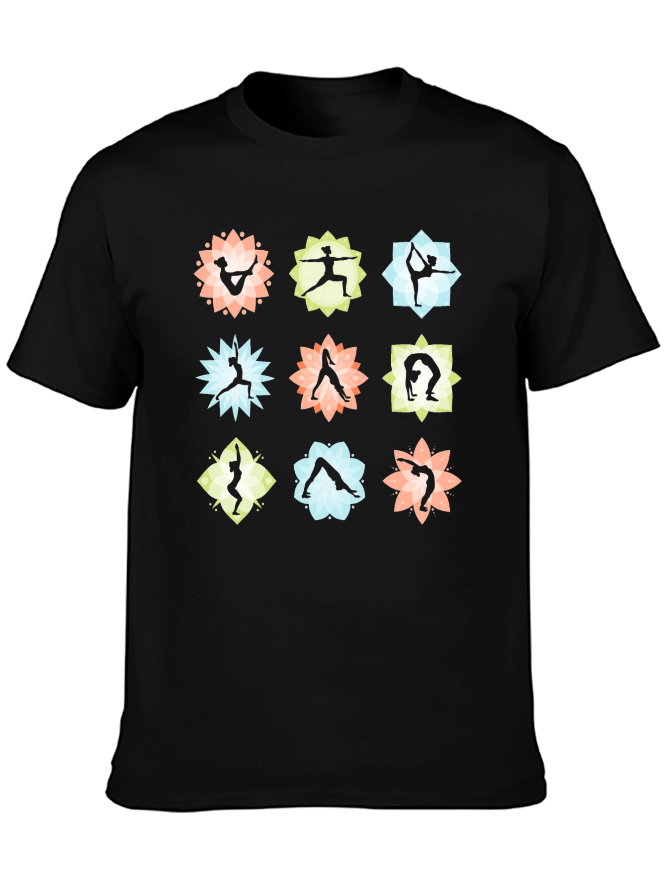 Yoga Pose Graphic Print Black T-Shirt