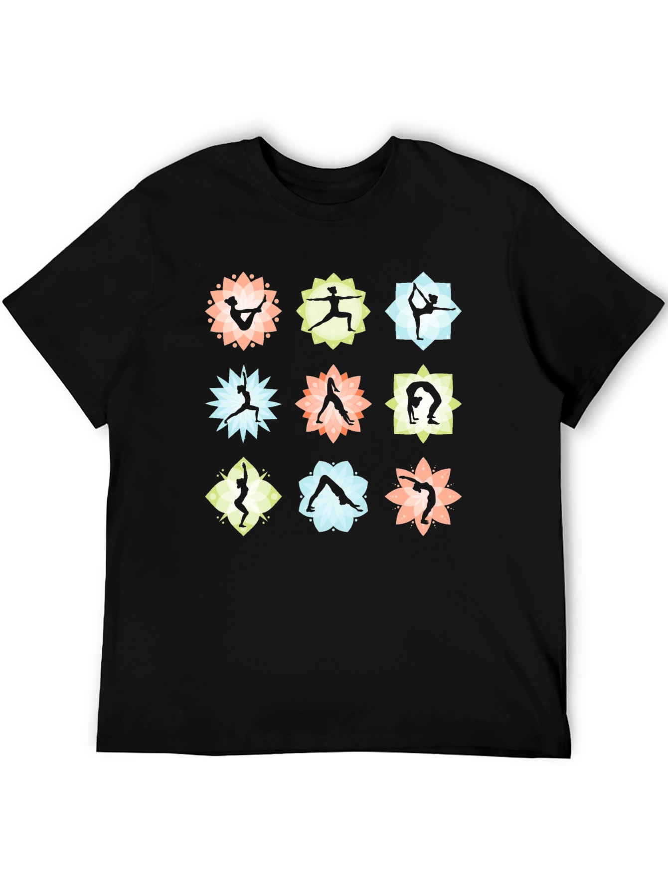 Yoga Pose Graphic Print Black T-Shirt