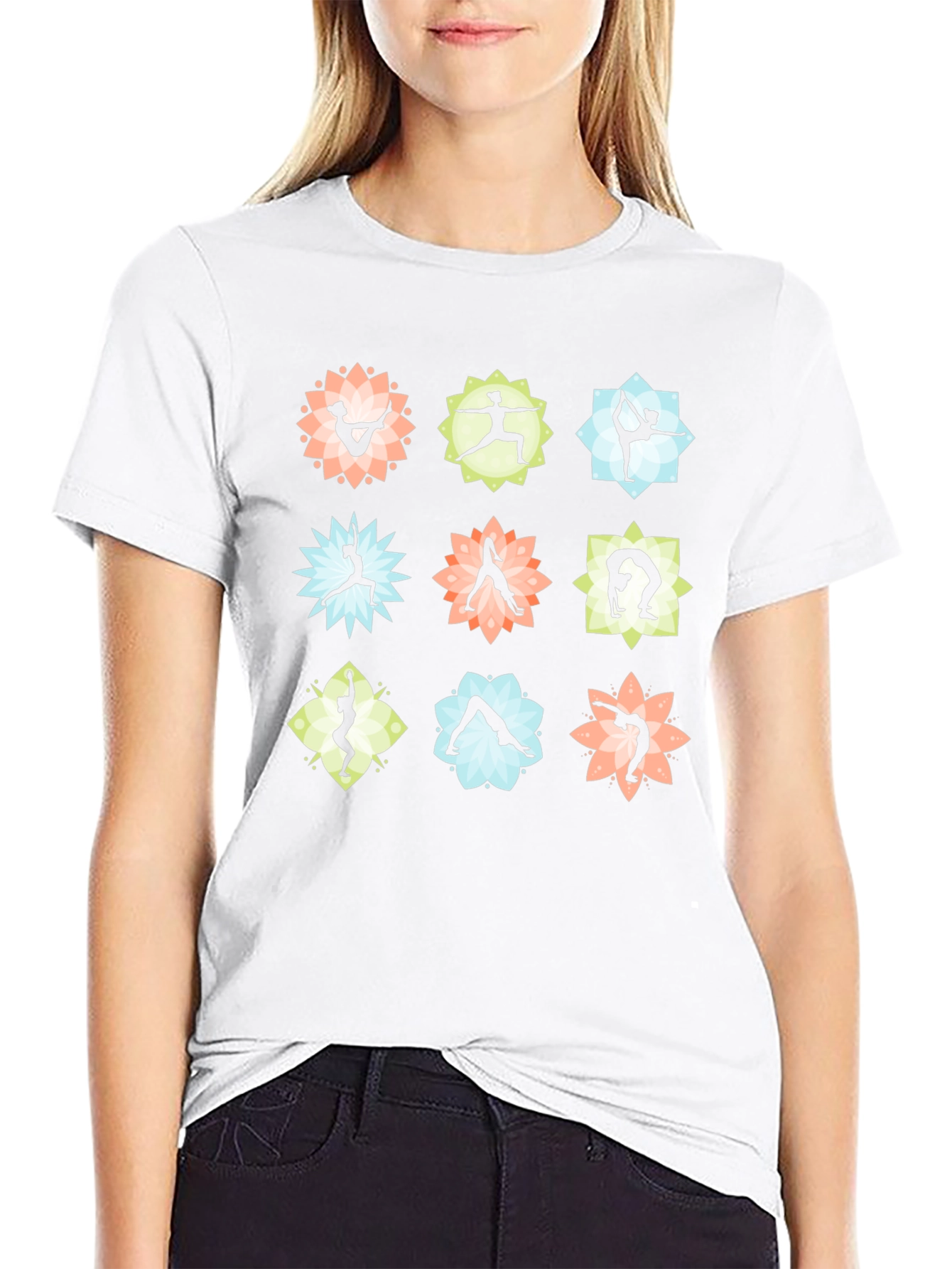 Yoga Pose Graphic Print Black T-Shirt