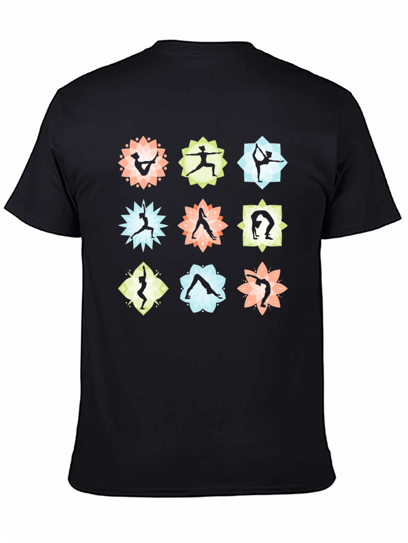 Yoga Pose Graphic Print Black T-Shirt