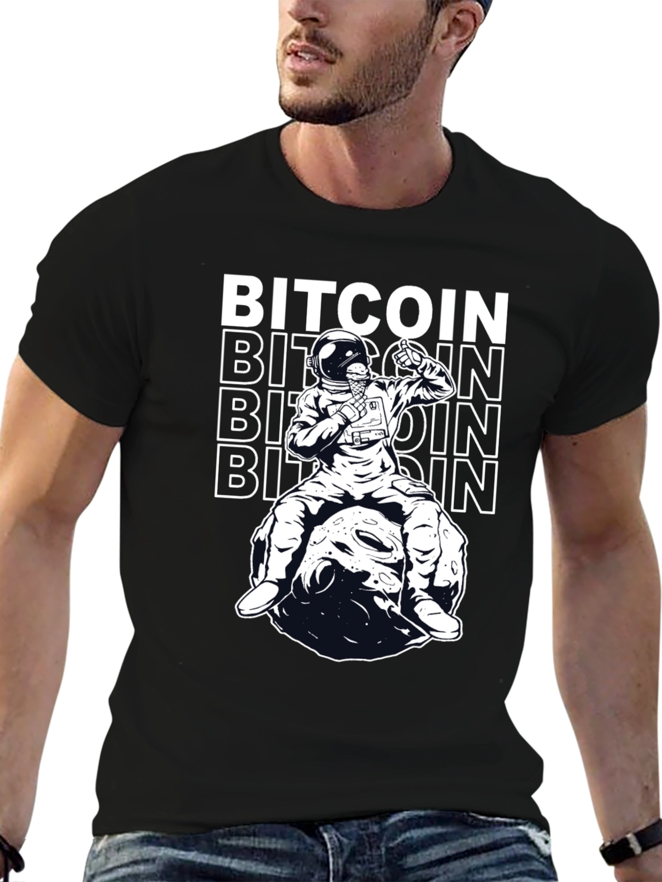 Bitcoin Astronaut T-Shirt - Crypto Moon Graphic Tee