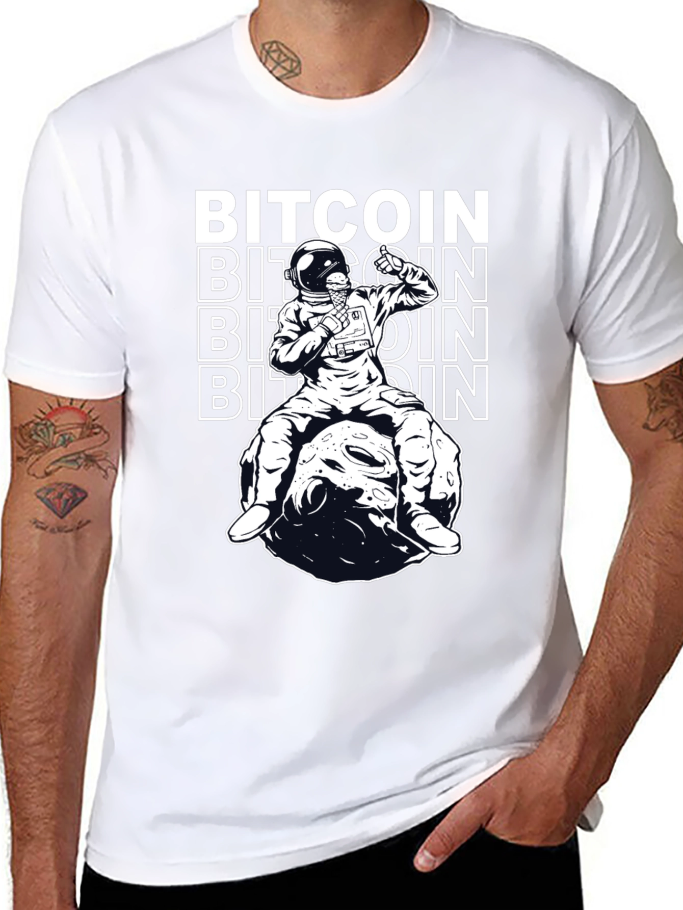 Bitcoin Astronaut T-Shirt - Crypto Moon Graphic Tee